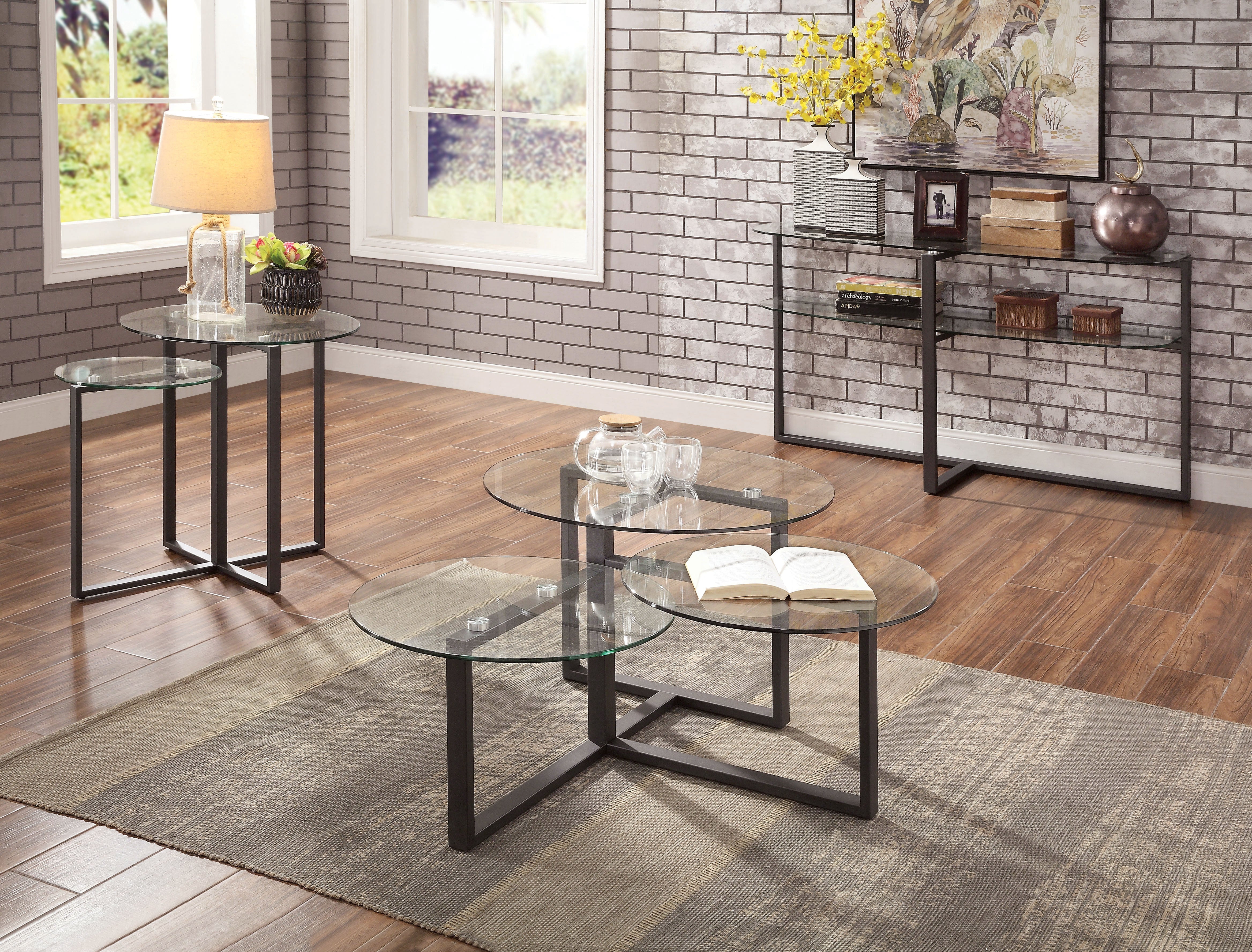 Muria Glass Top Console Table