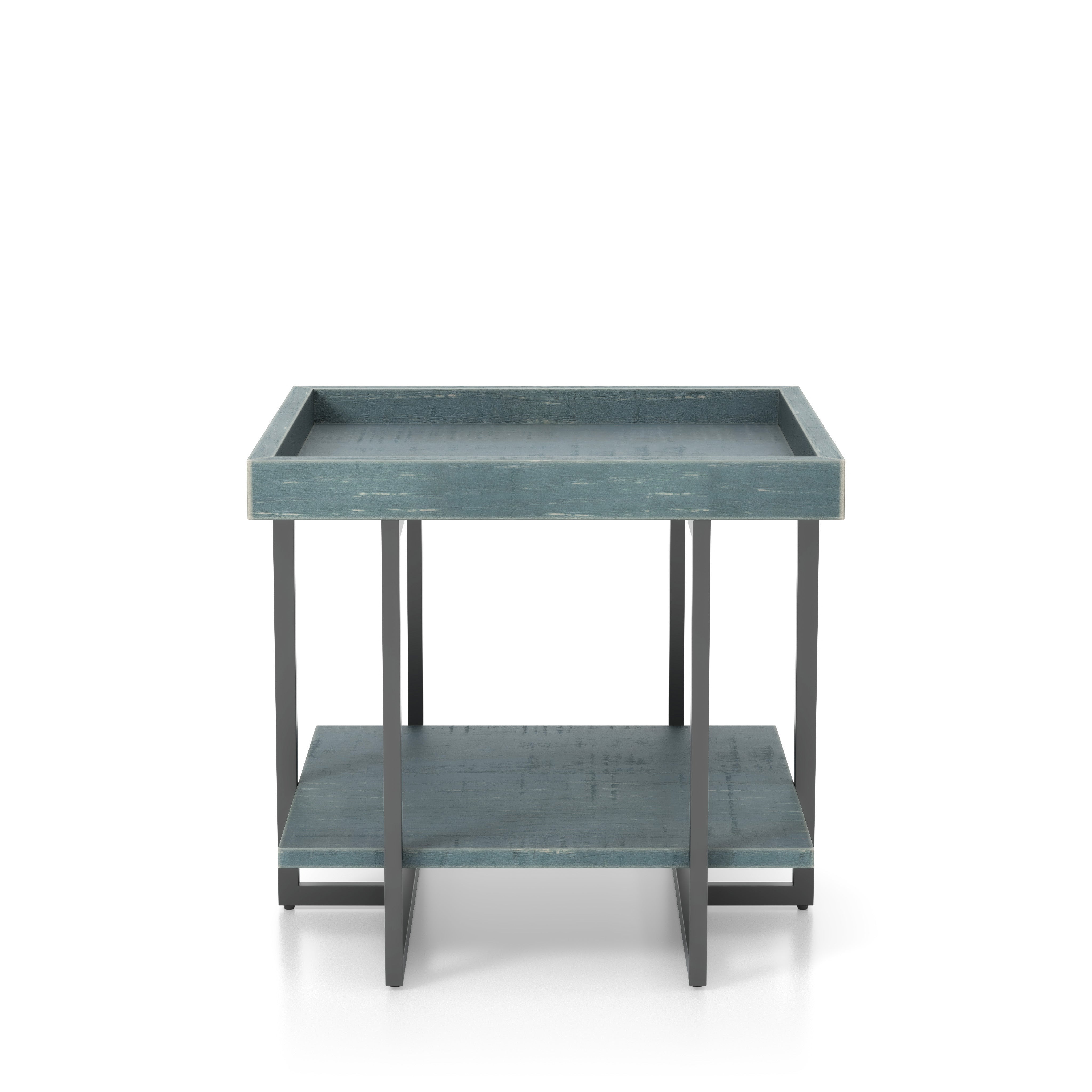 Humere Tray Top End Table in Antique Blue