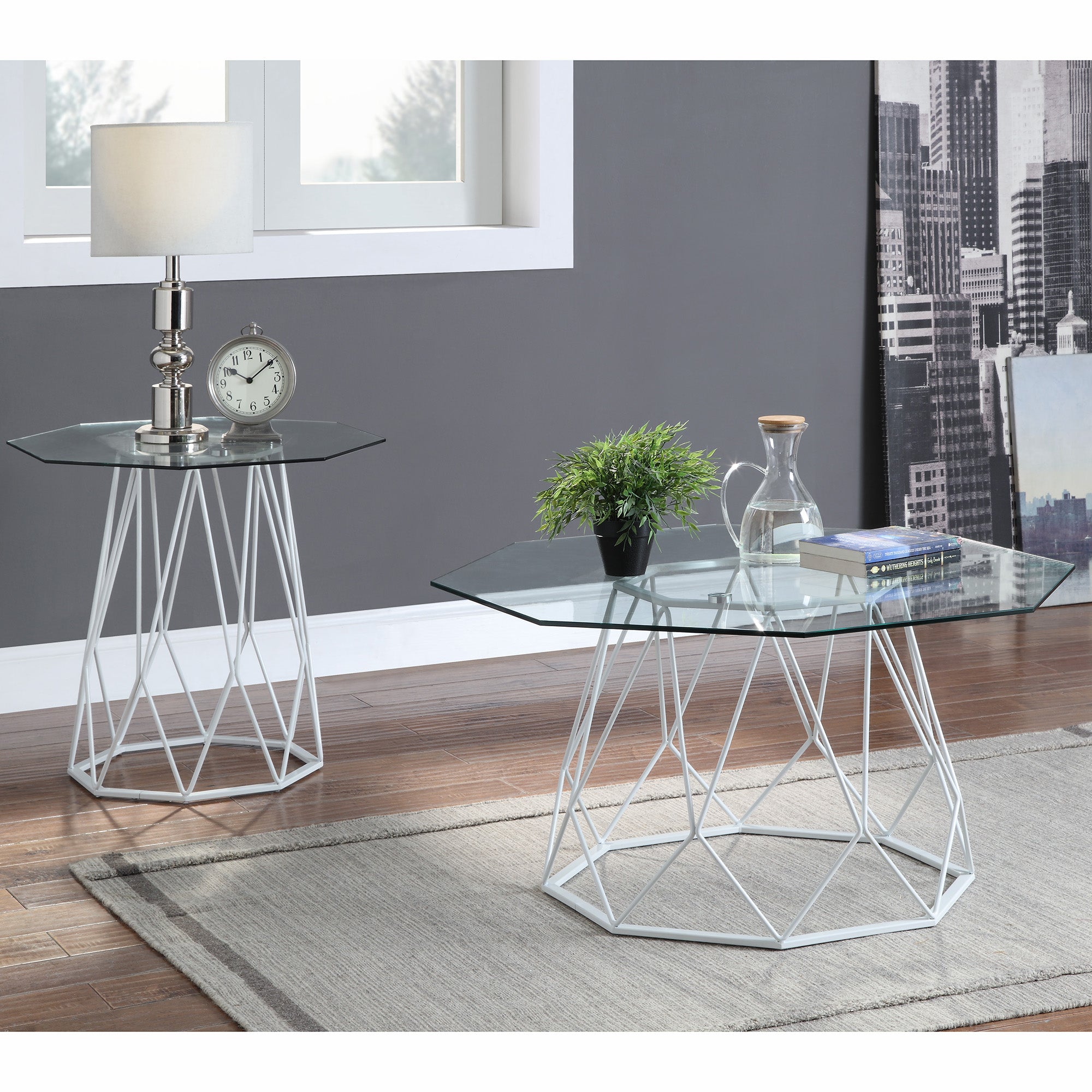 Growder Glass Top Coffee Table in White