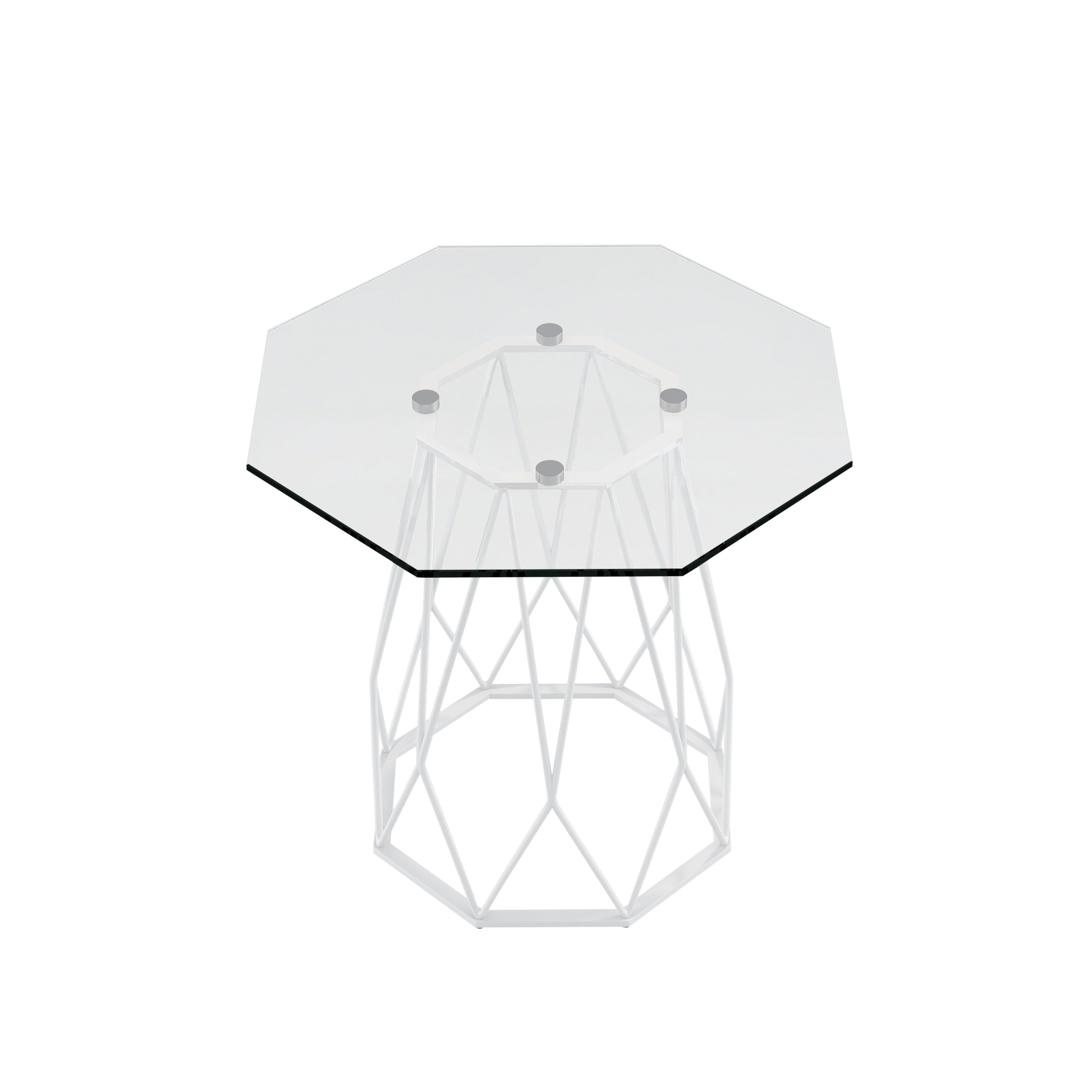 Growder Glass Top End Table in White