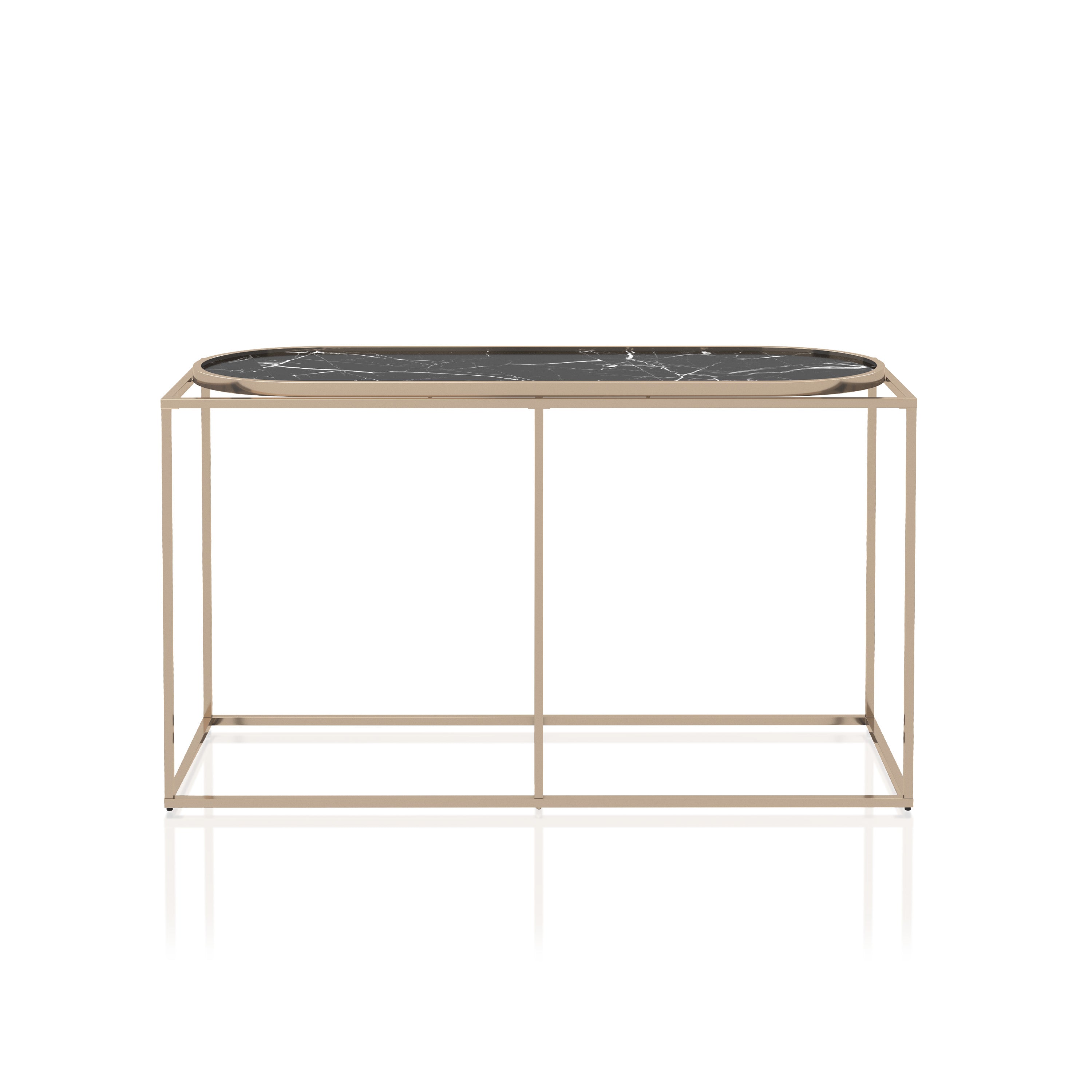 Pope Faux Marble Top Console Table in Black