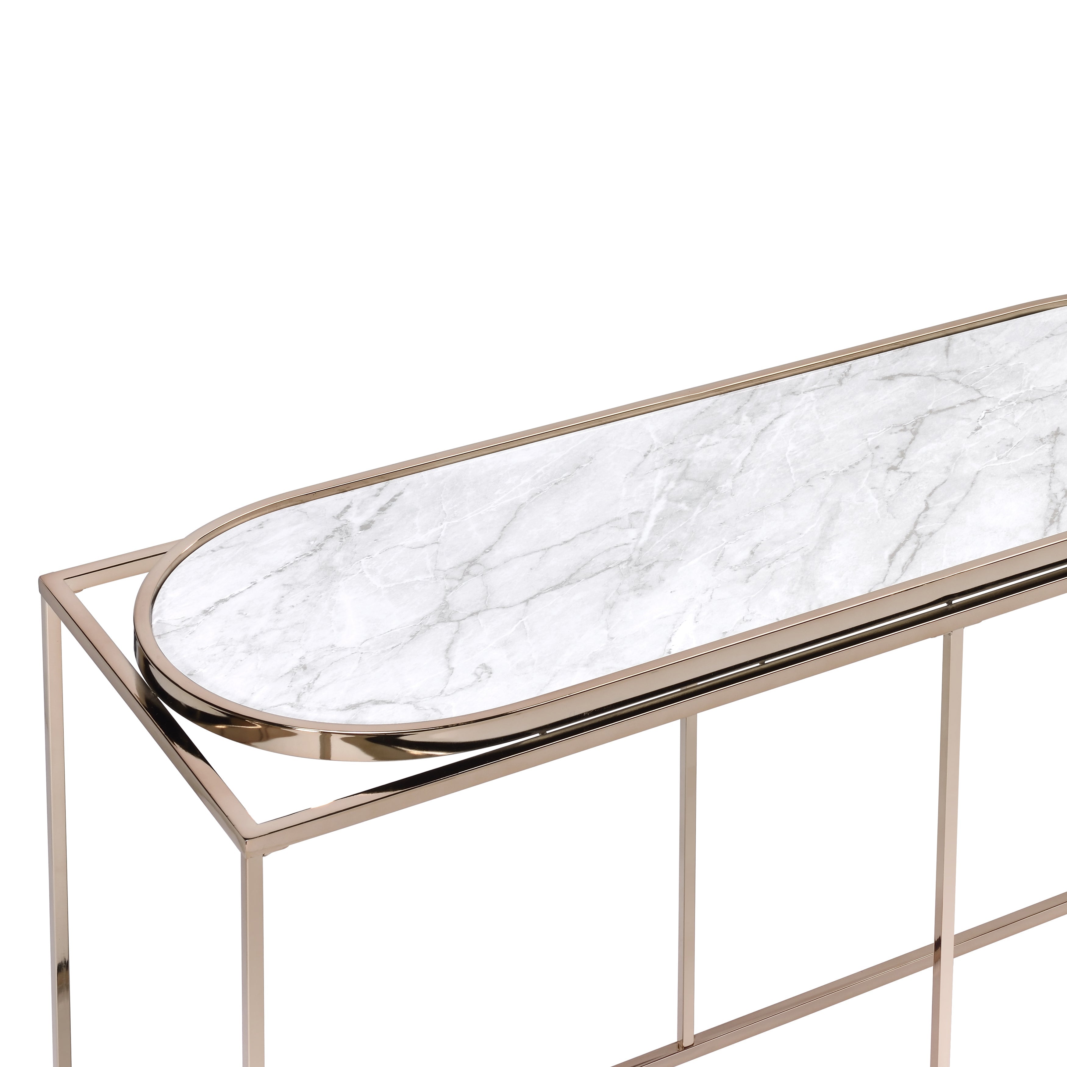 Pope Faux Marble Top Console Table in White