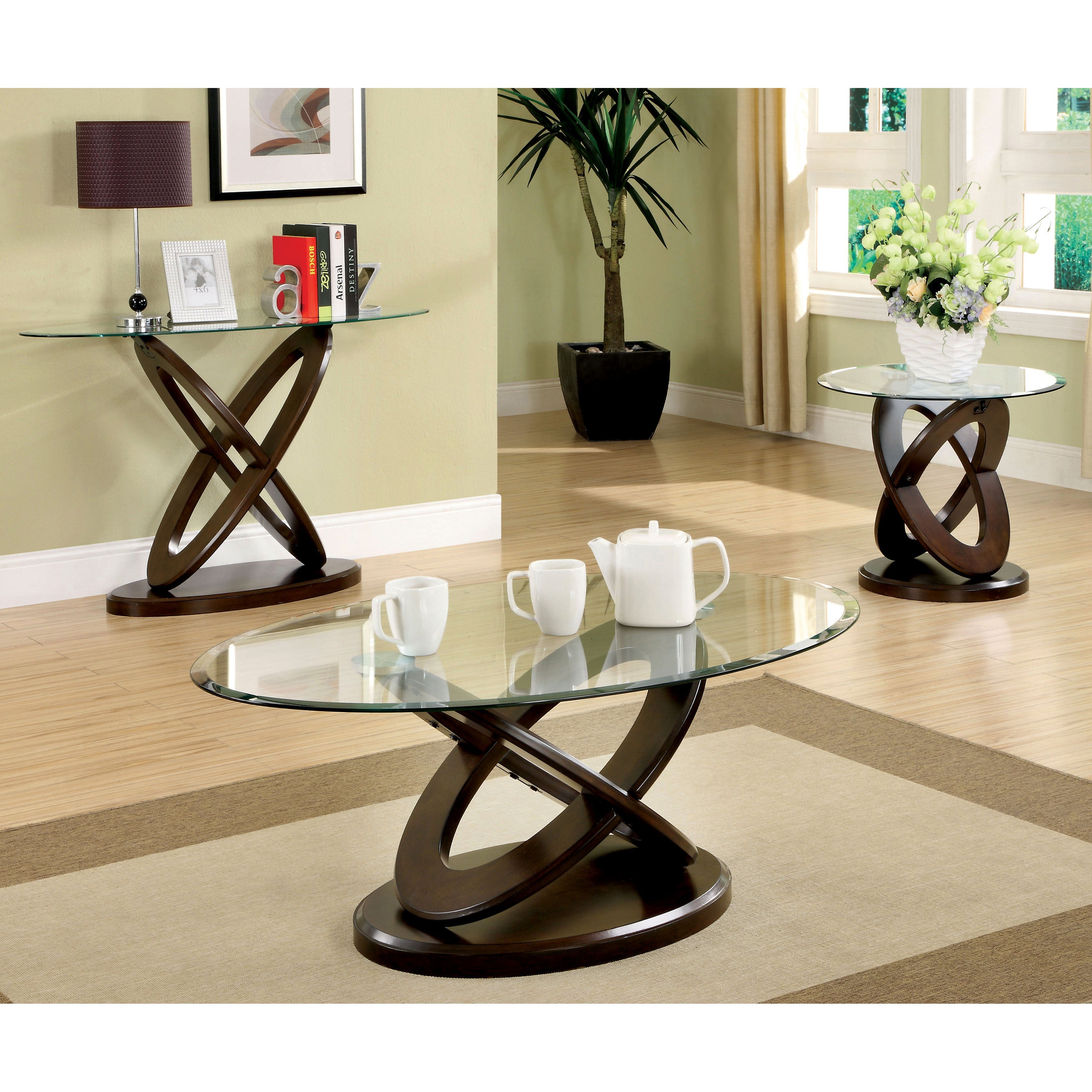Gormon Contemporary Glass Top Console Table