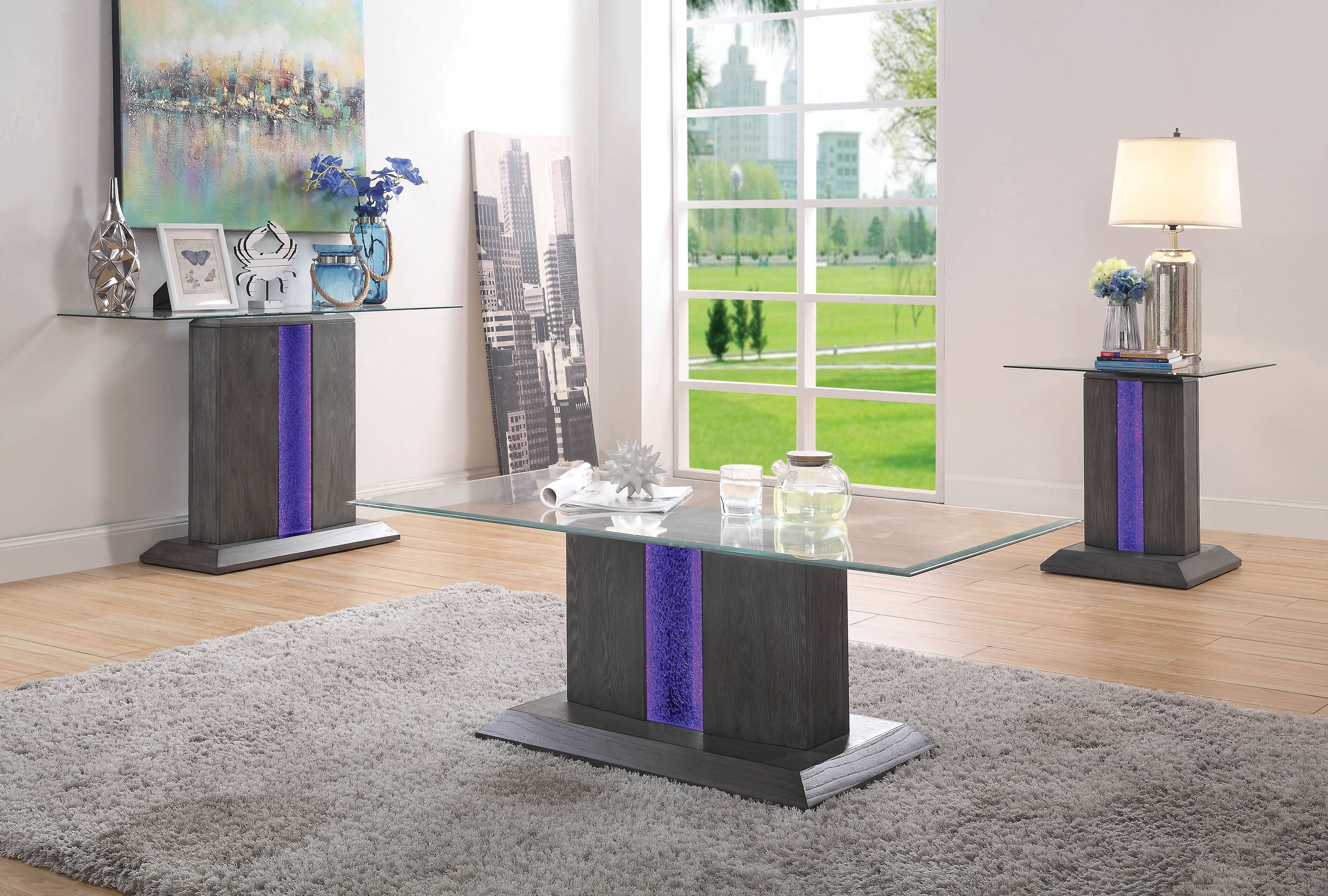 Poelter Contemporary Glass Top Coffee Table