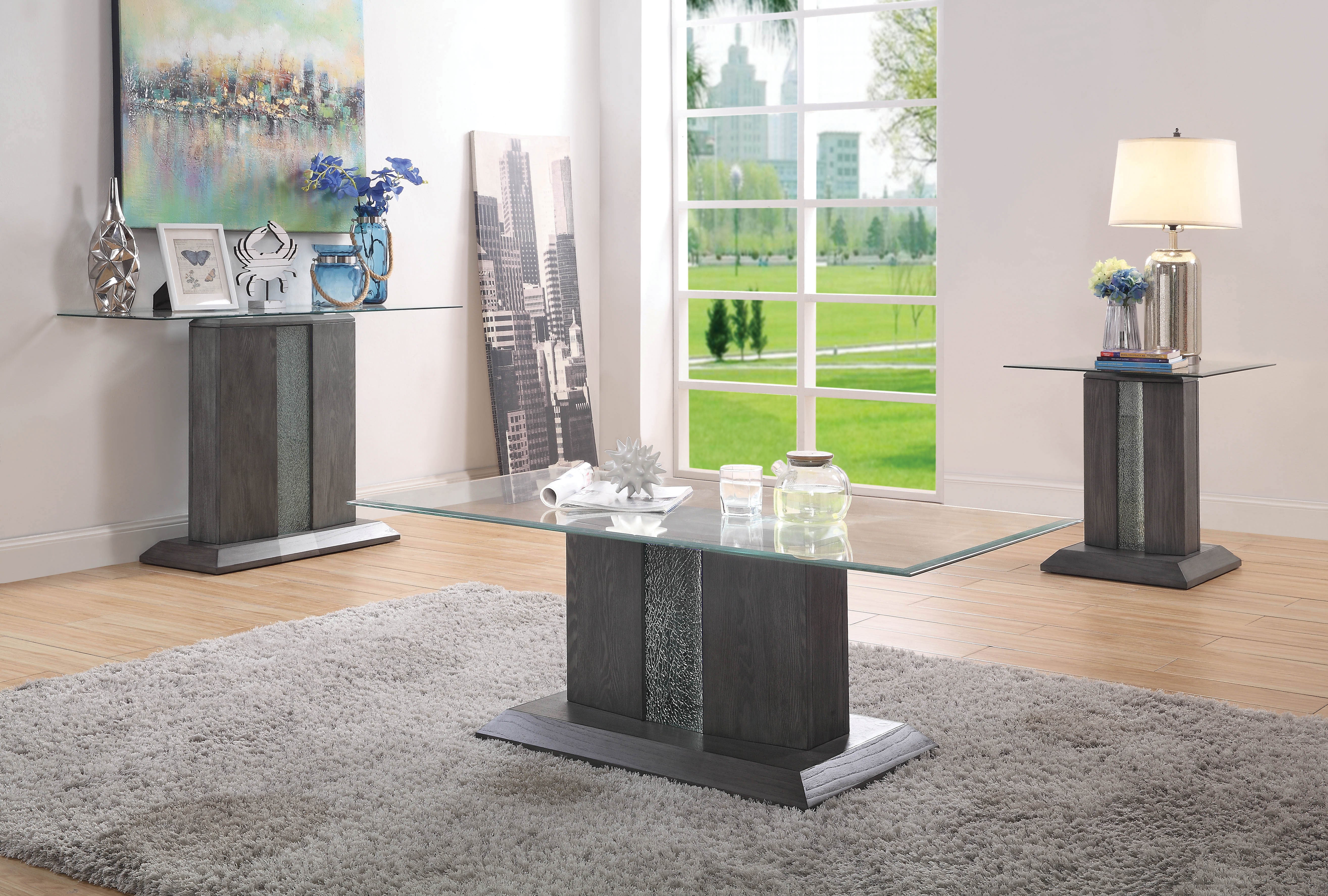 Poelter Contemporary Glass Top Coffee Table