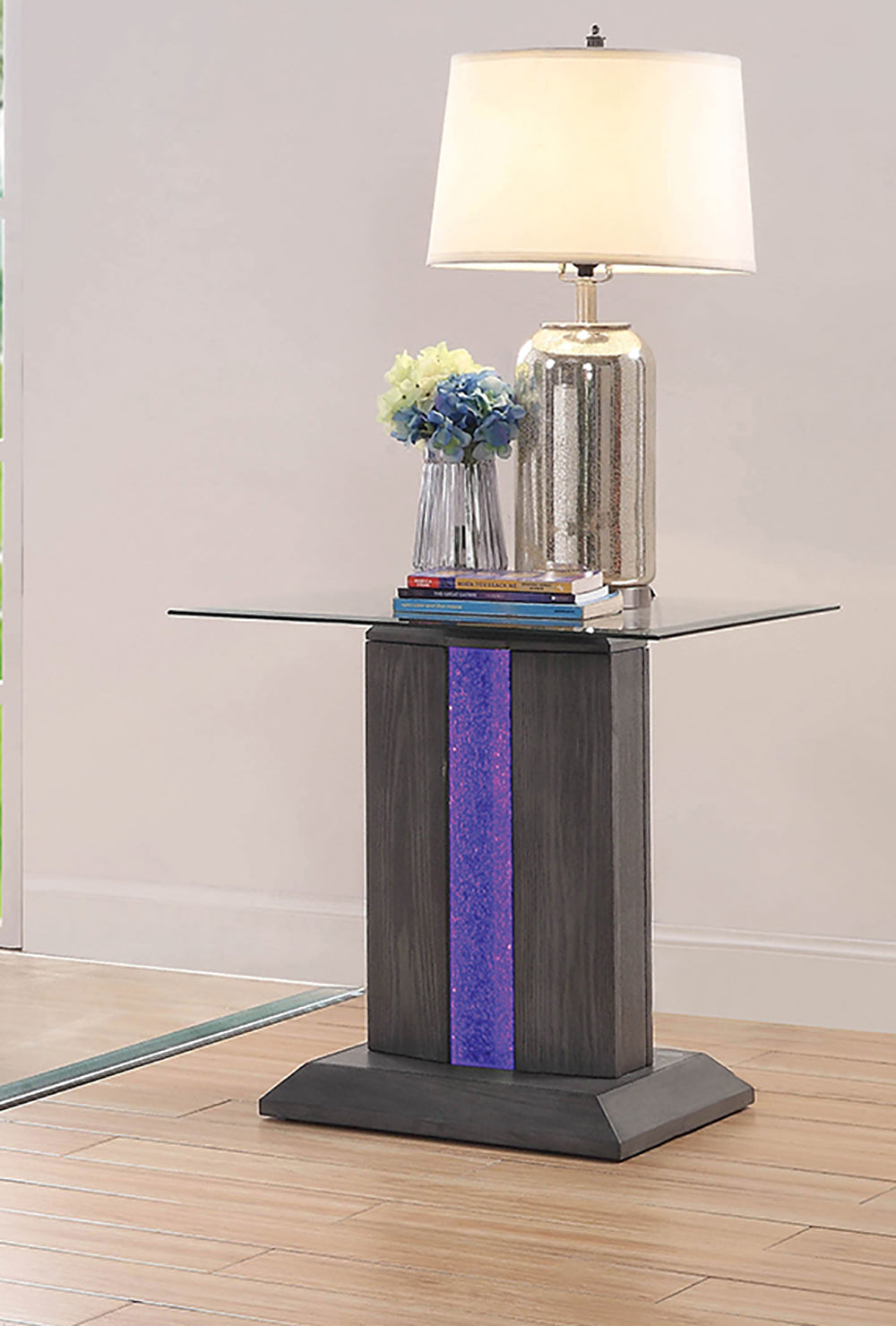 Lillon Contemporary Glass Top End Table