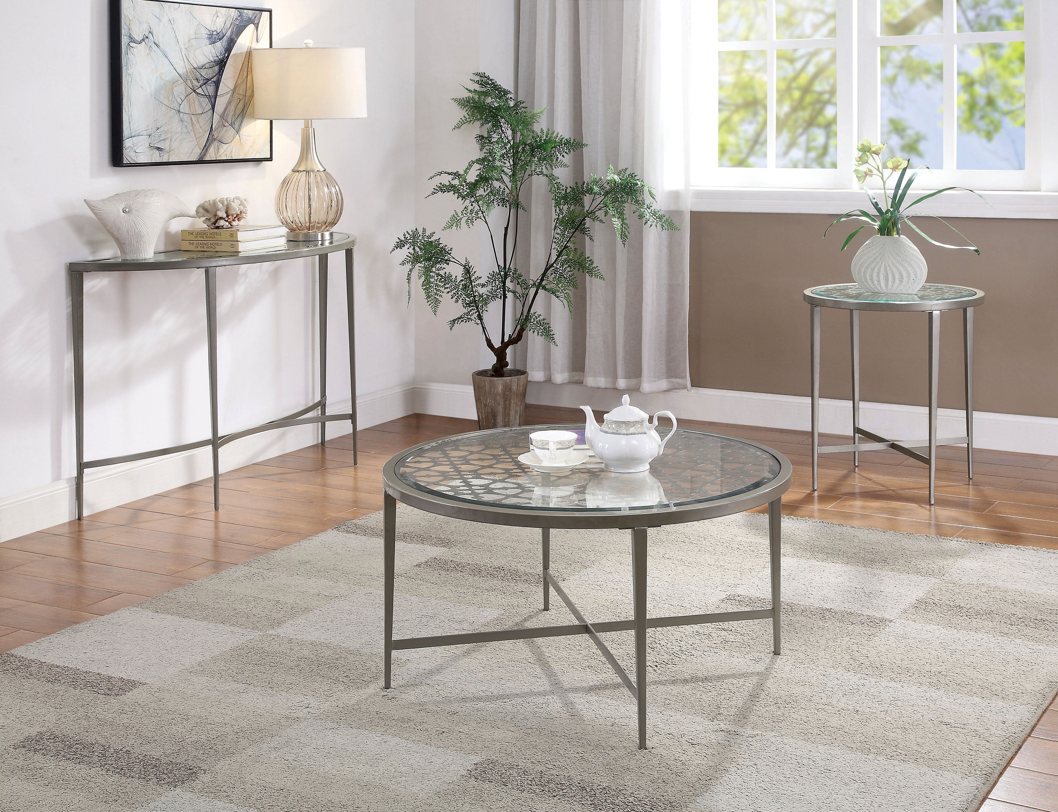 Seridian Contemporary Glass Top Coffee Table