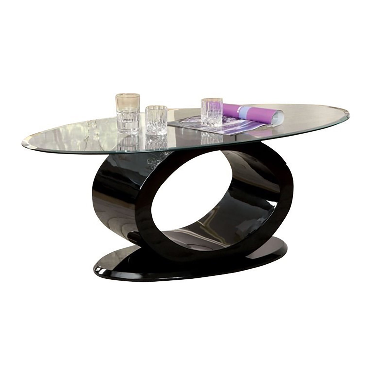Lyndie Contemporary Glass Top Coffee Table in Black