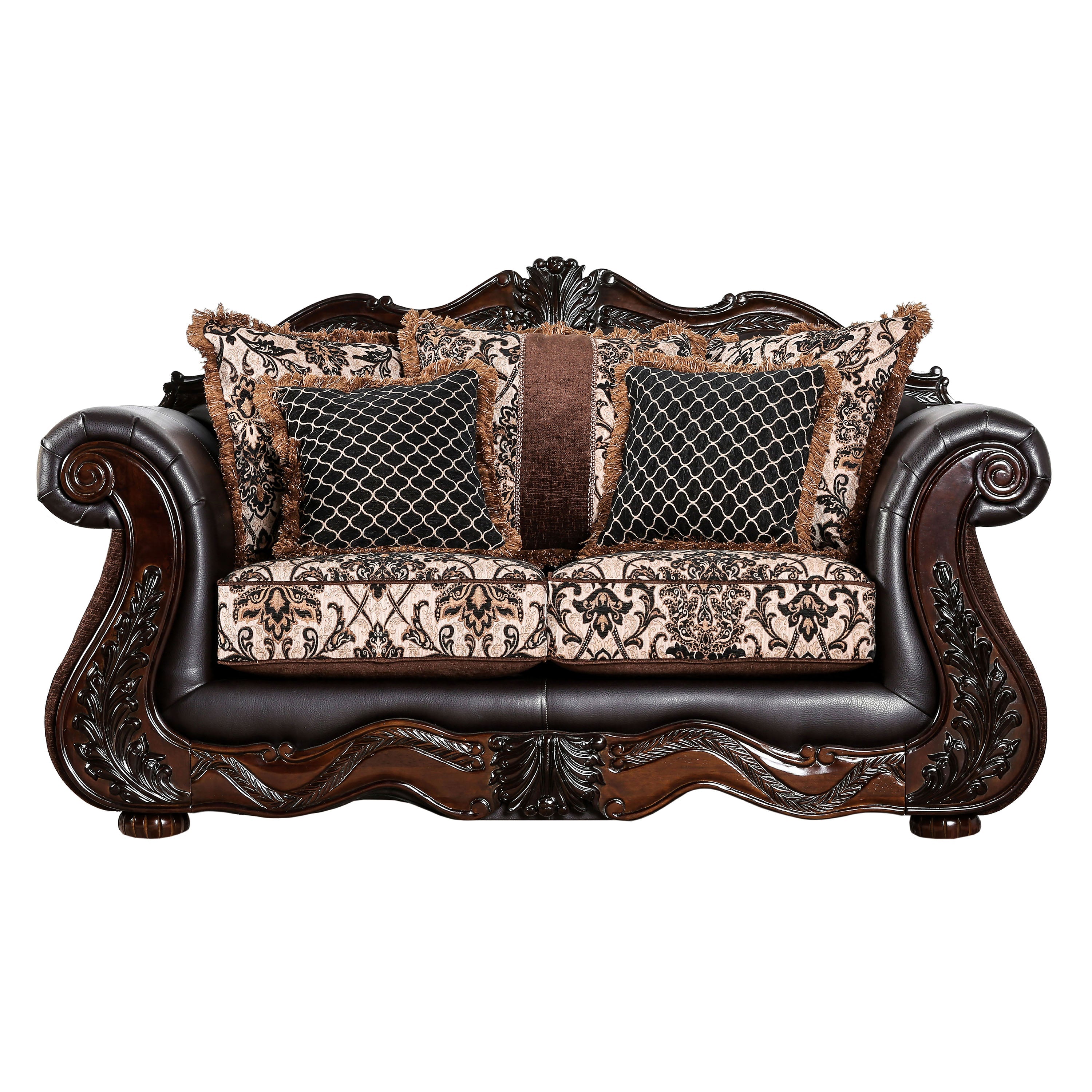 Hethe Traditional Faux Leather Upholstered Loveseat