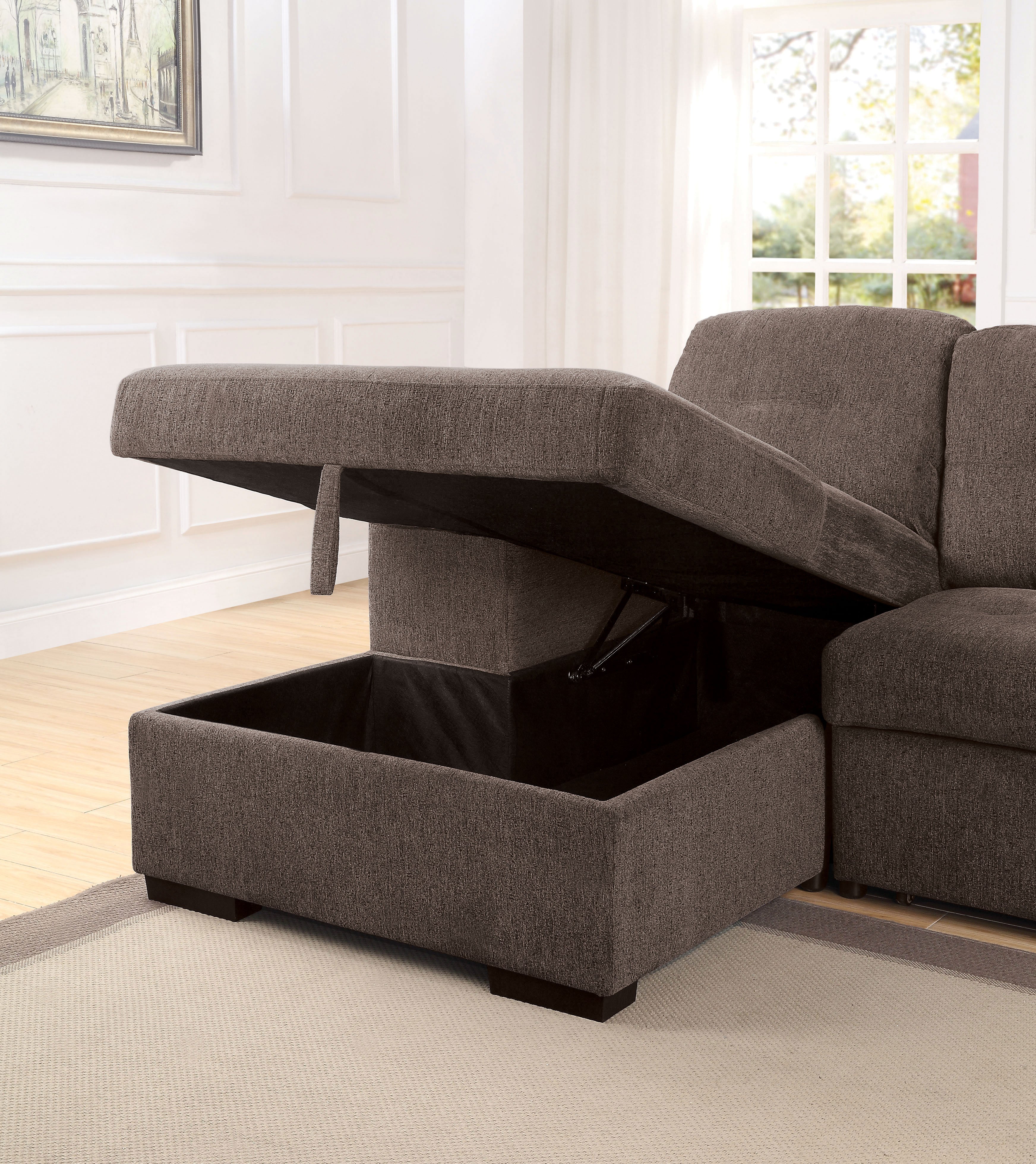Owego Tufted Sectional in Warm Gray
