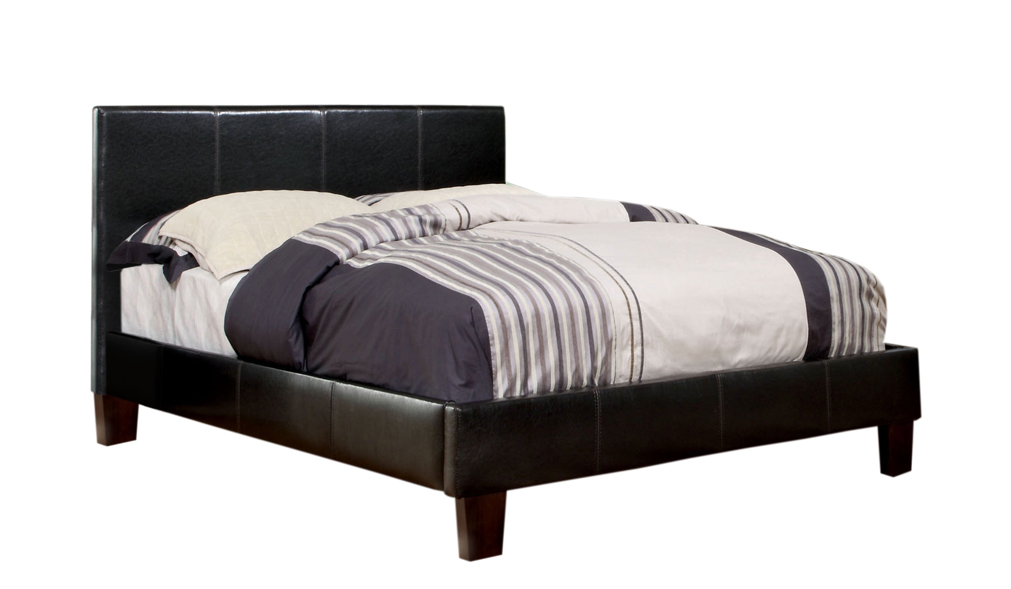 Ameena Contemporary Faux Leather Queen Platform Bed in Espresso