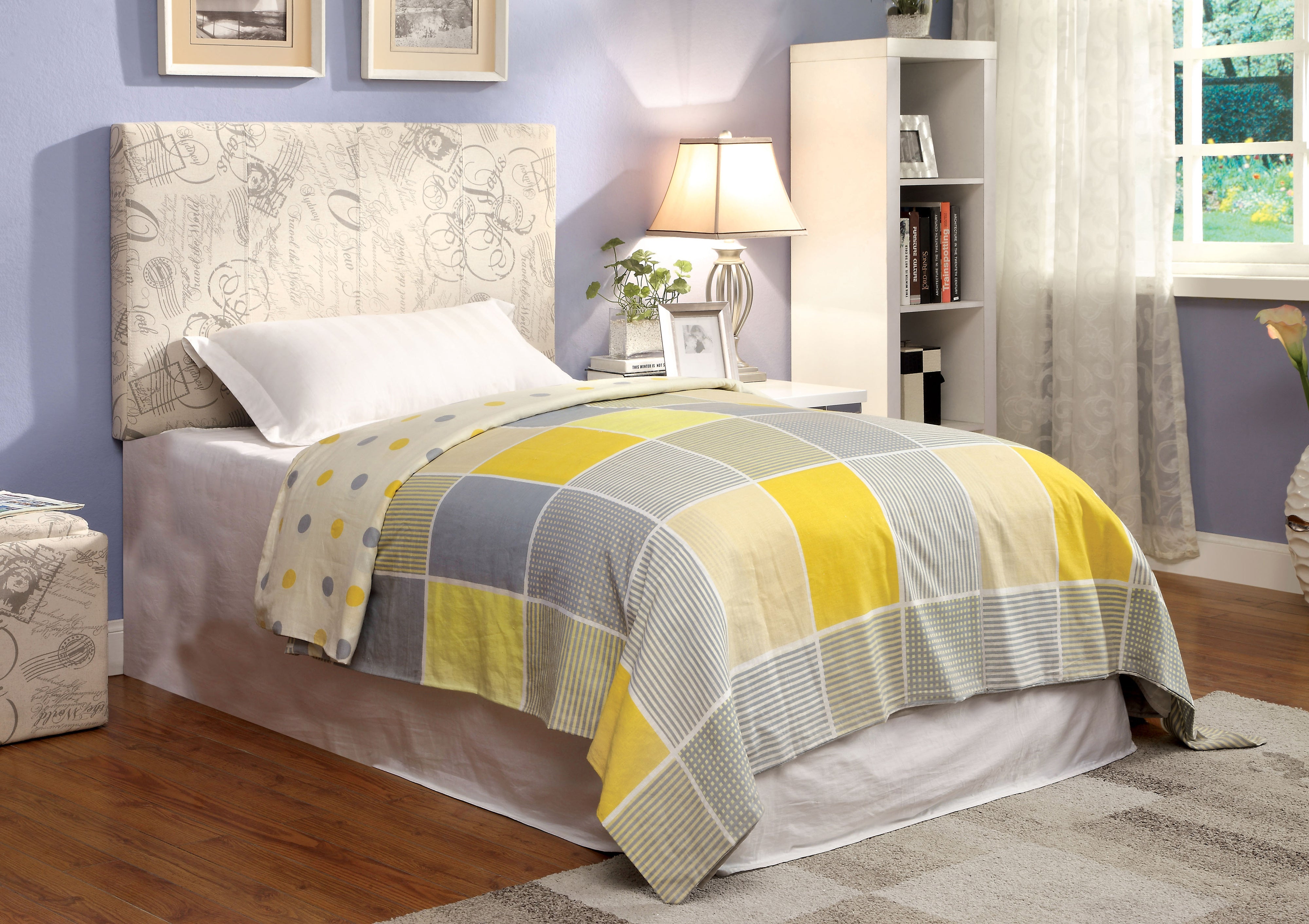 Ameena Contemporary Faux Leather Twin Upholstered Headboard in Beige