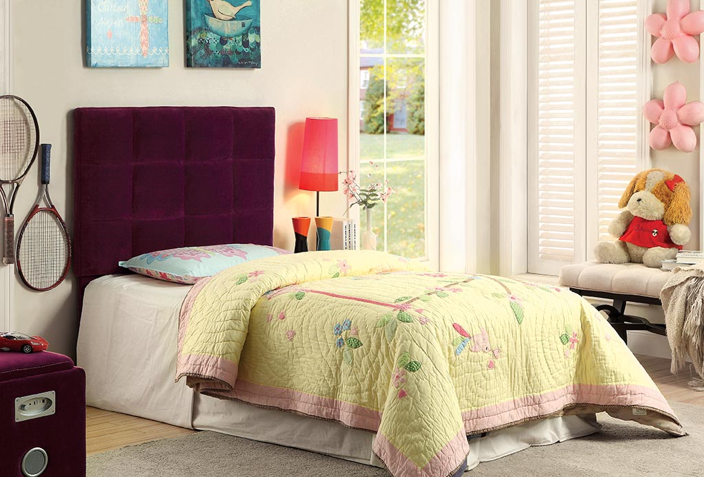 Sherry Contemporary Upholstered Headboard in Twin