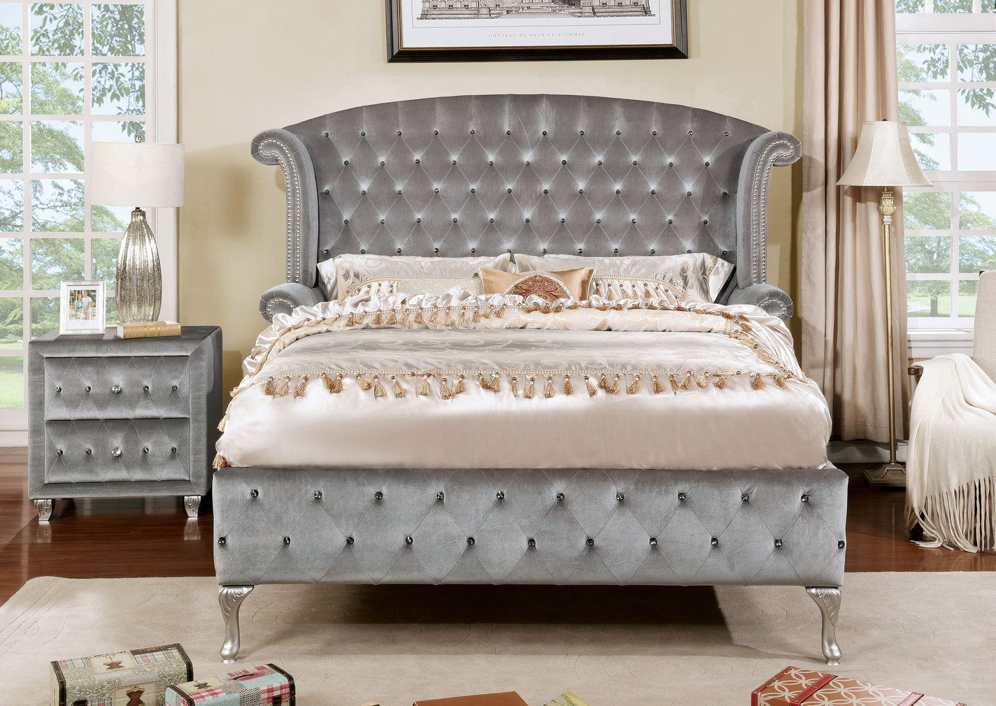 Clerita Transitional 2-Drawer Nightstand in Gray
