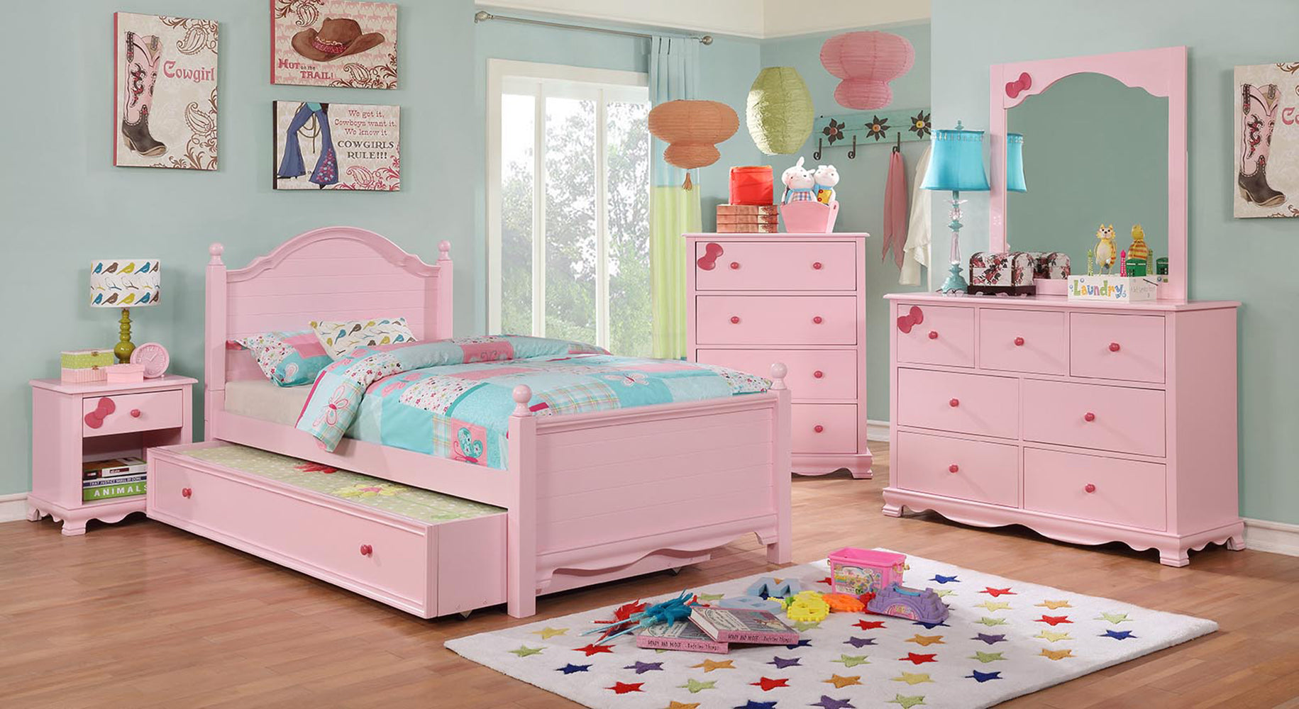 Tori Contemporary Open Storage Nightstand in Pink