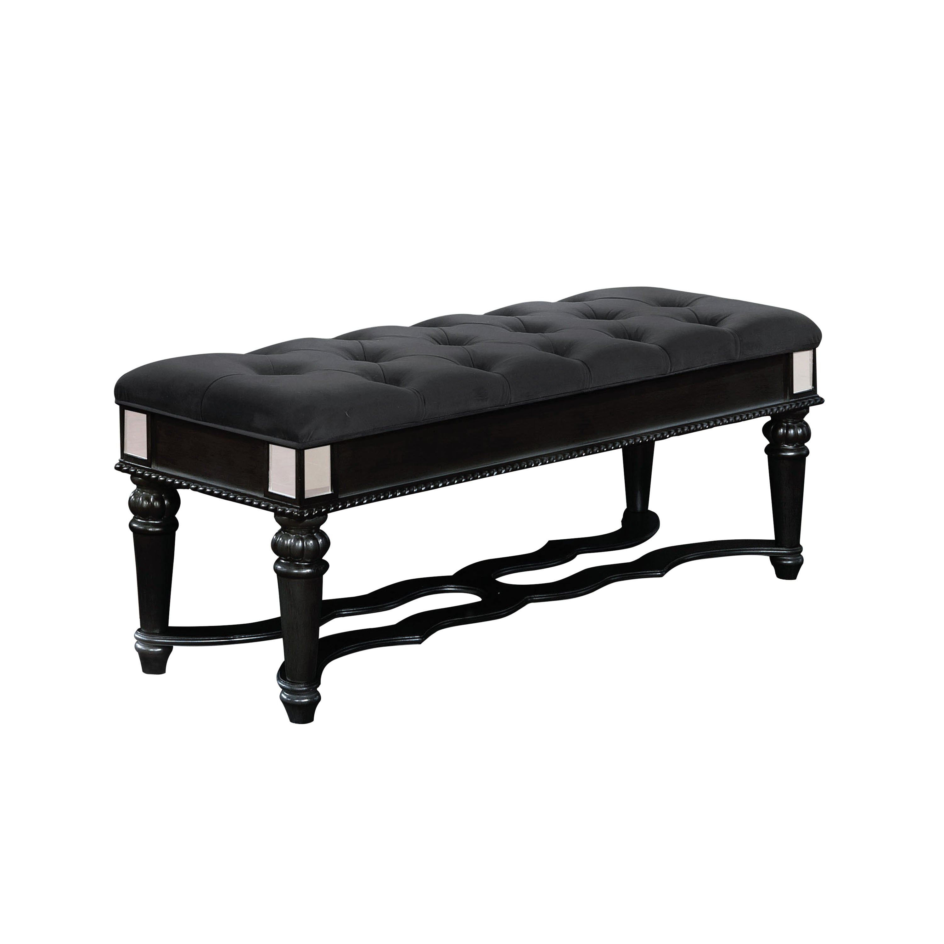 Vabelle Traditional Button Tufted Bench in Black
