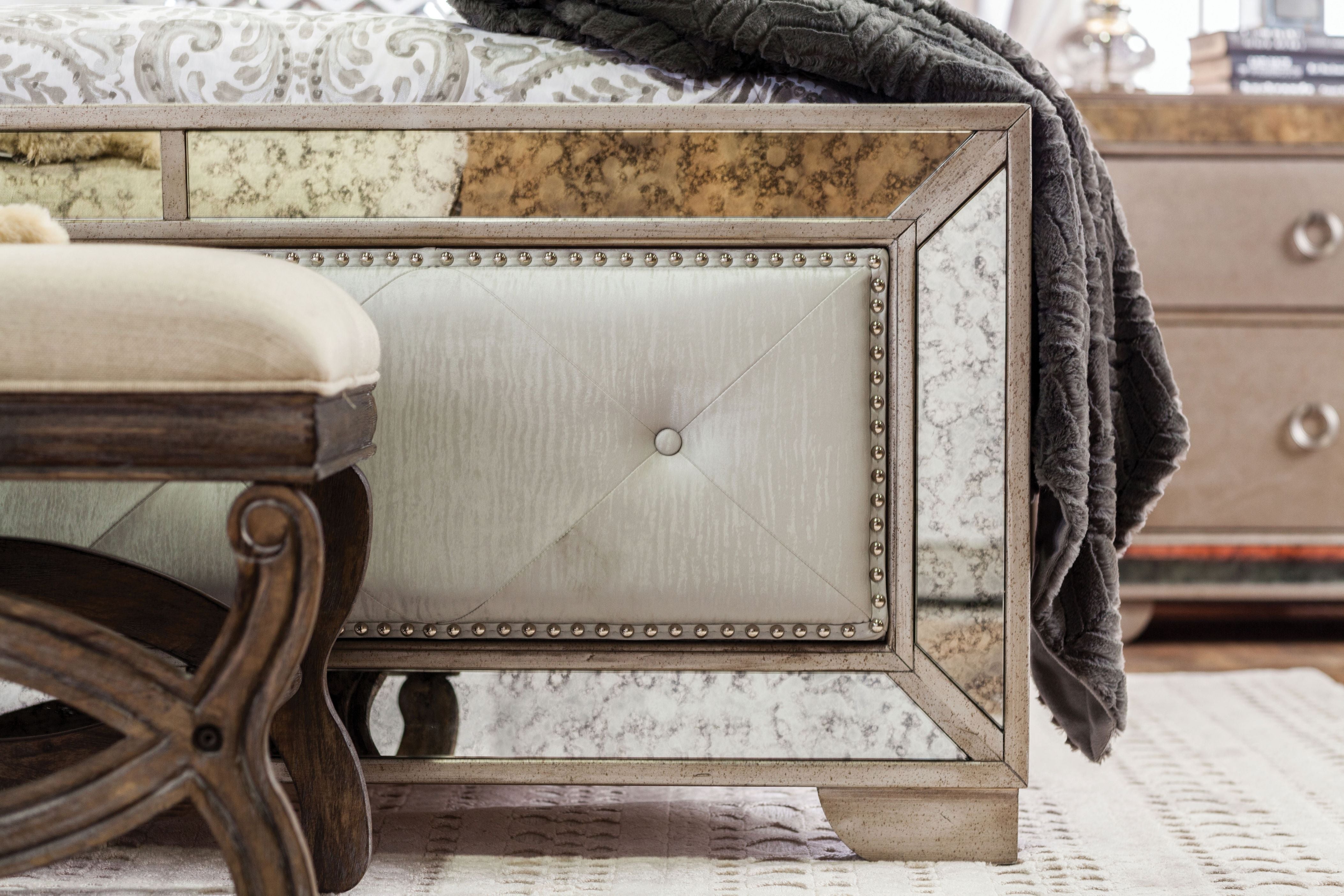 Stolte Glam Solid Wood Panel Bed in Queen
