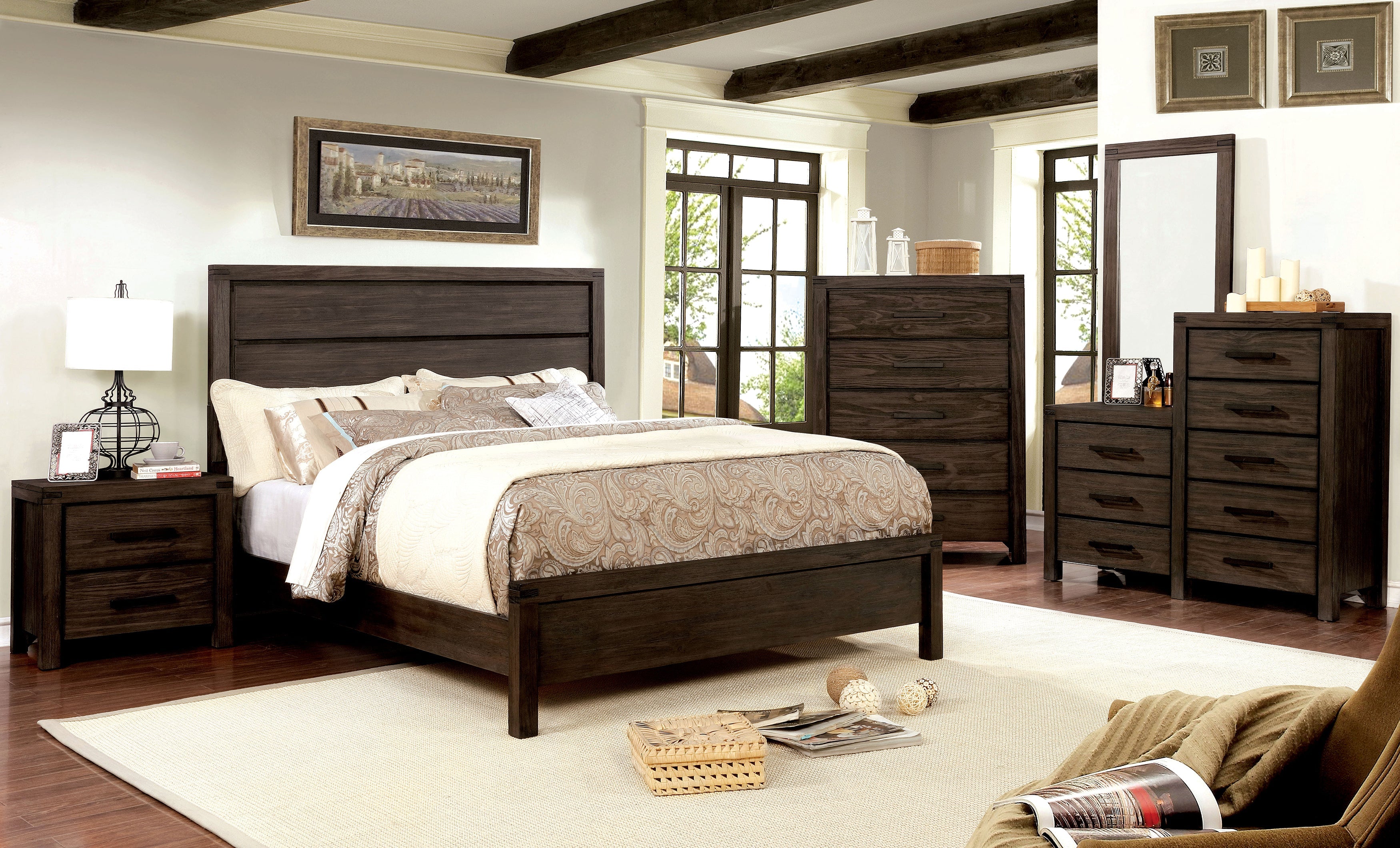 Emma Rustic Solid Wood Panel Bed in Full