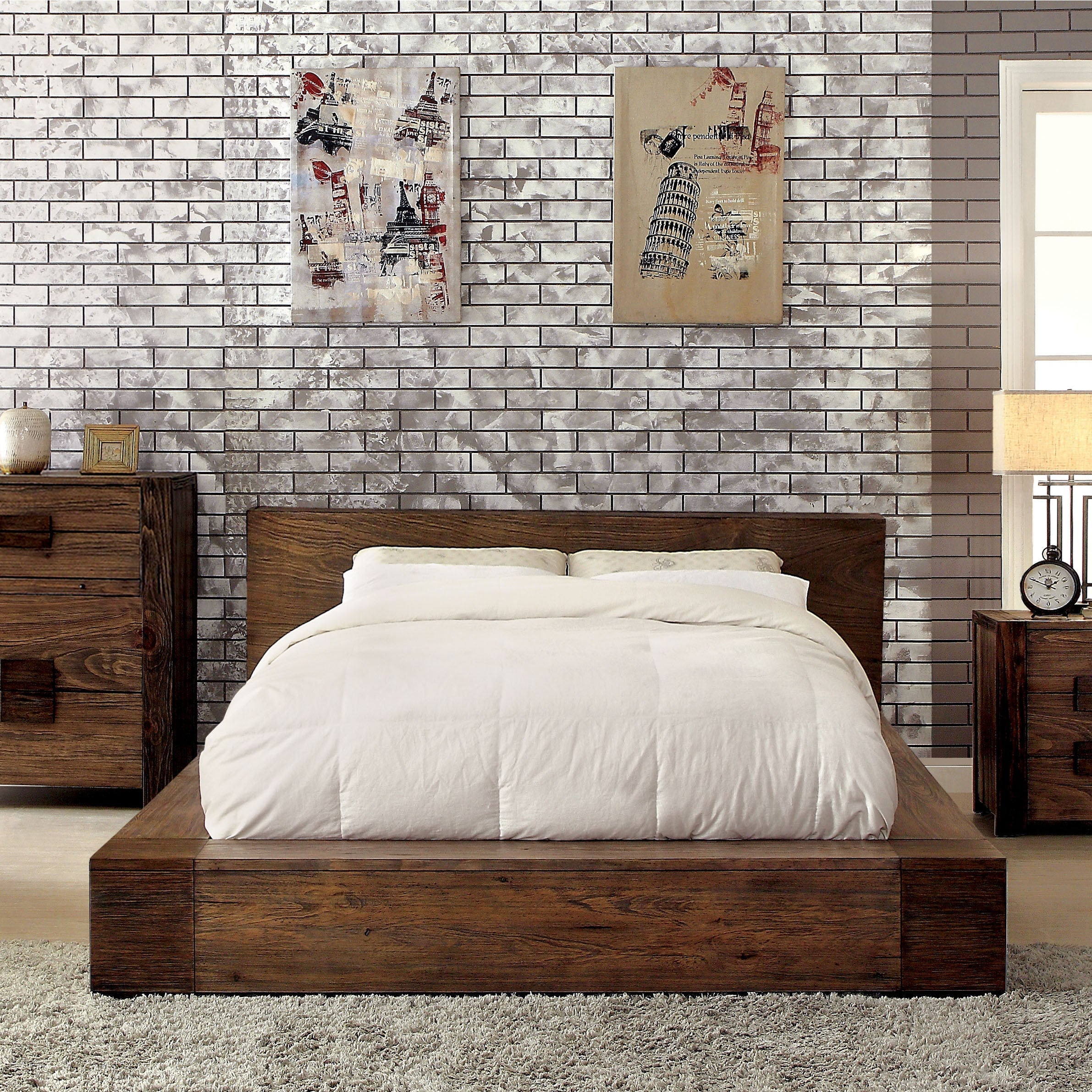 Assaro Rustic Solid Wood Platform Bed in California King