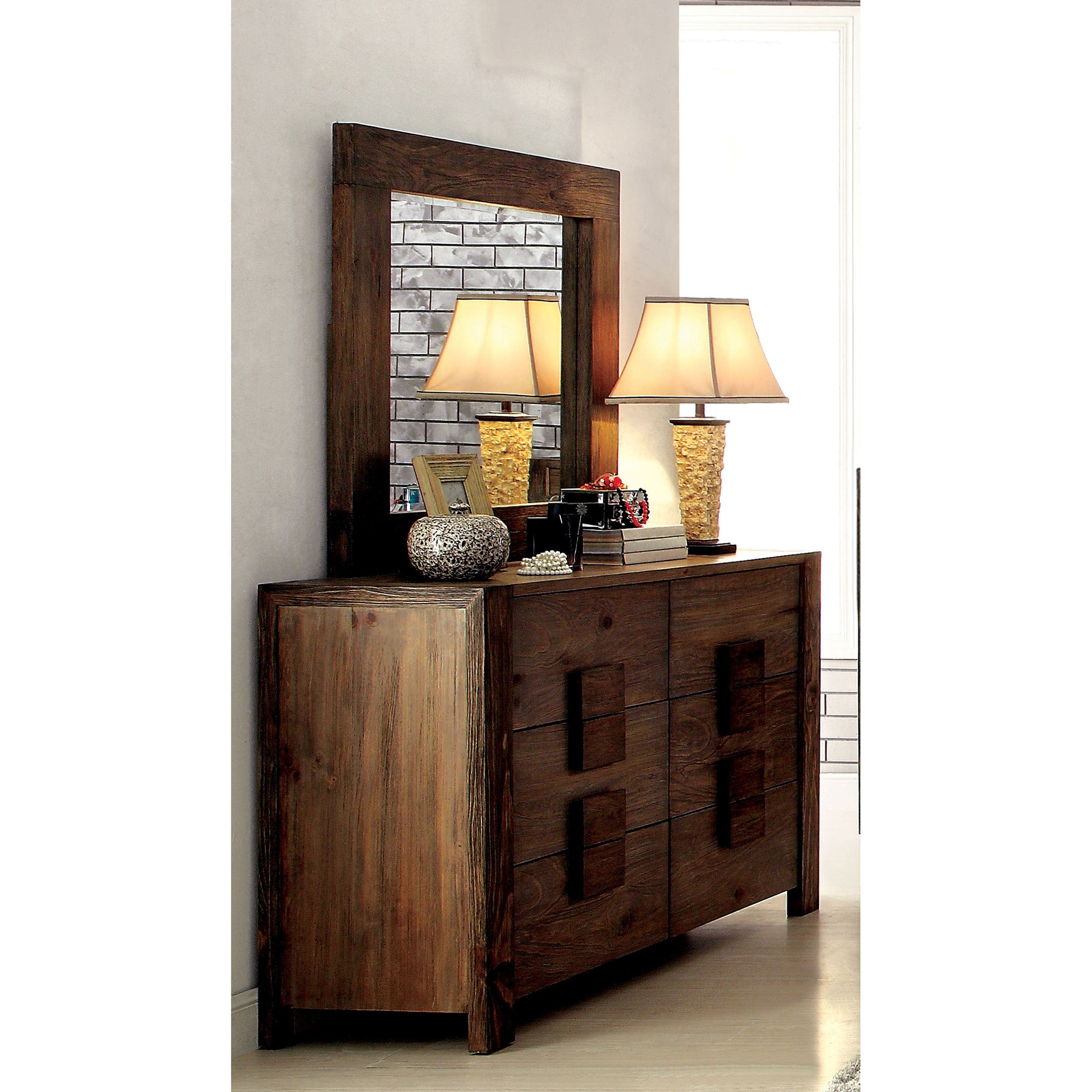 Assaro Rustic 6-Drawer Dresser in Rustic Natural Tone