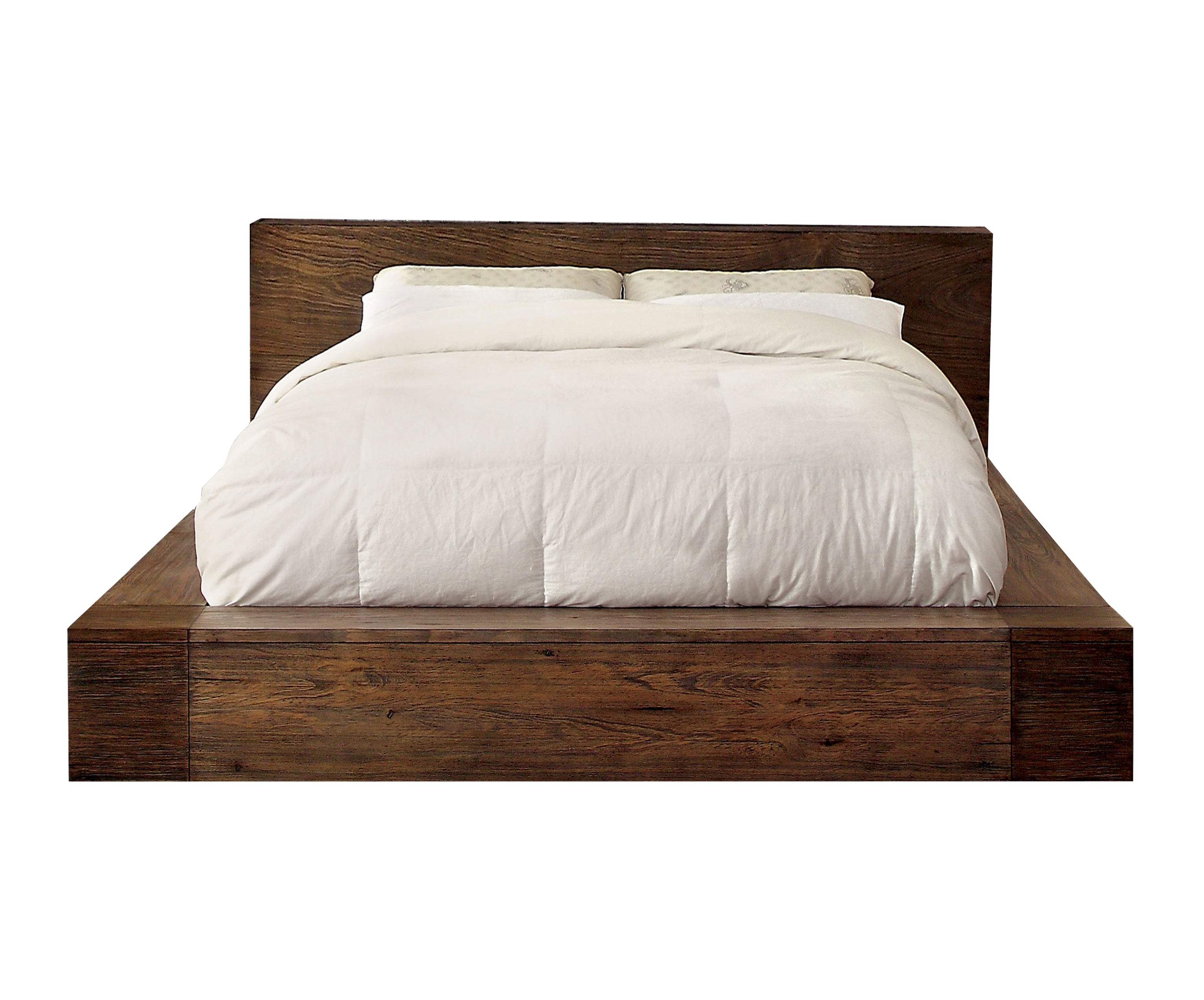 Assaro Rustic Solid Wood Platform Bed in Queen