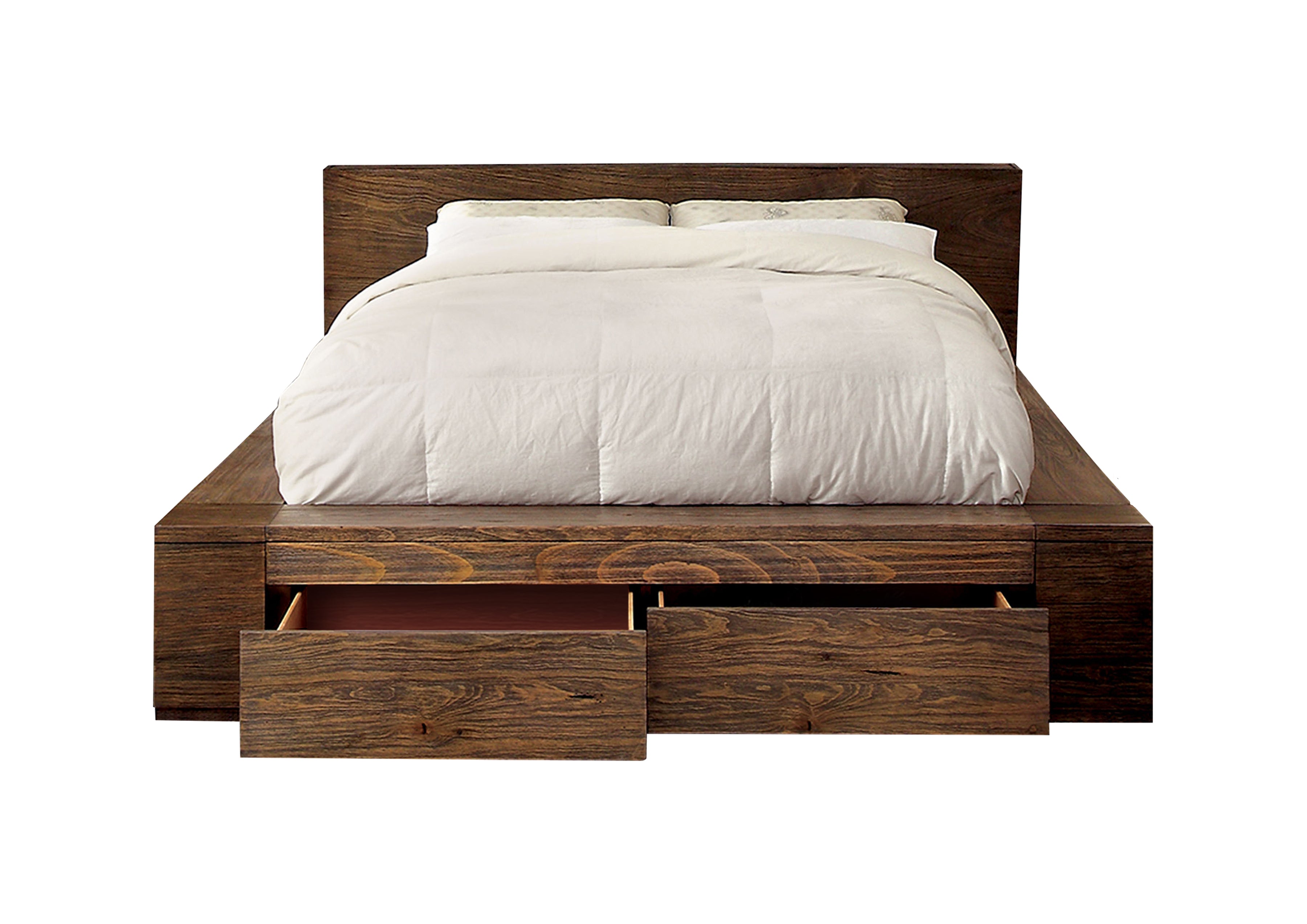 Assaro Rustic Wood Platform Bed in California King