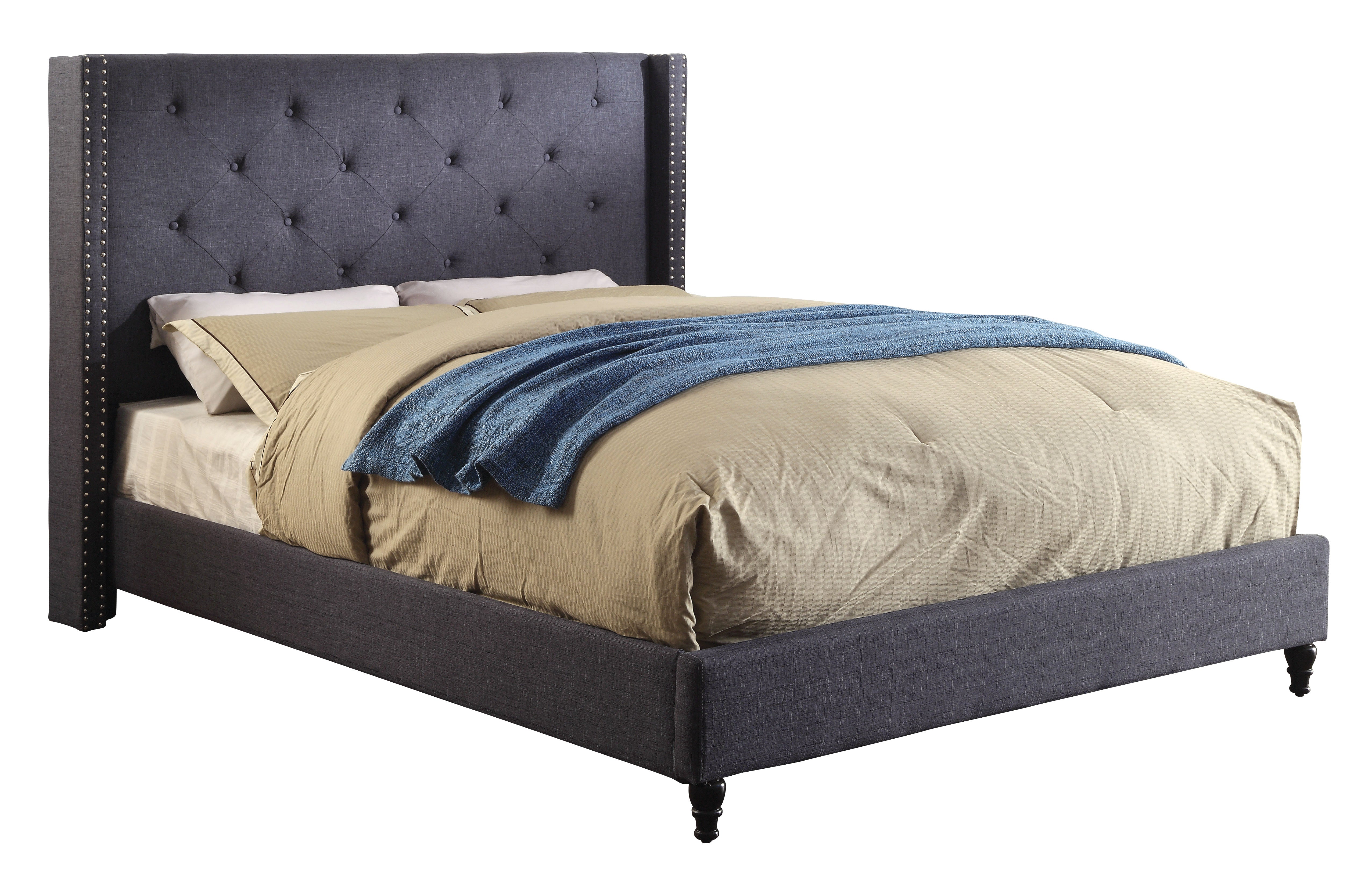 Minkoff Contemporary Fabric Platform Bed in California King