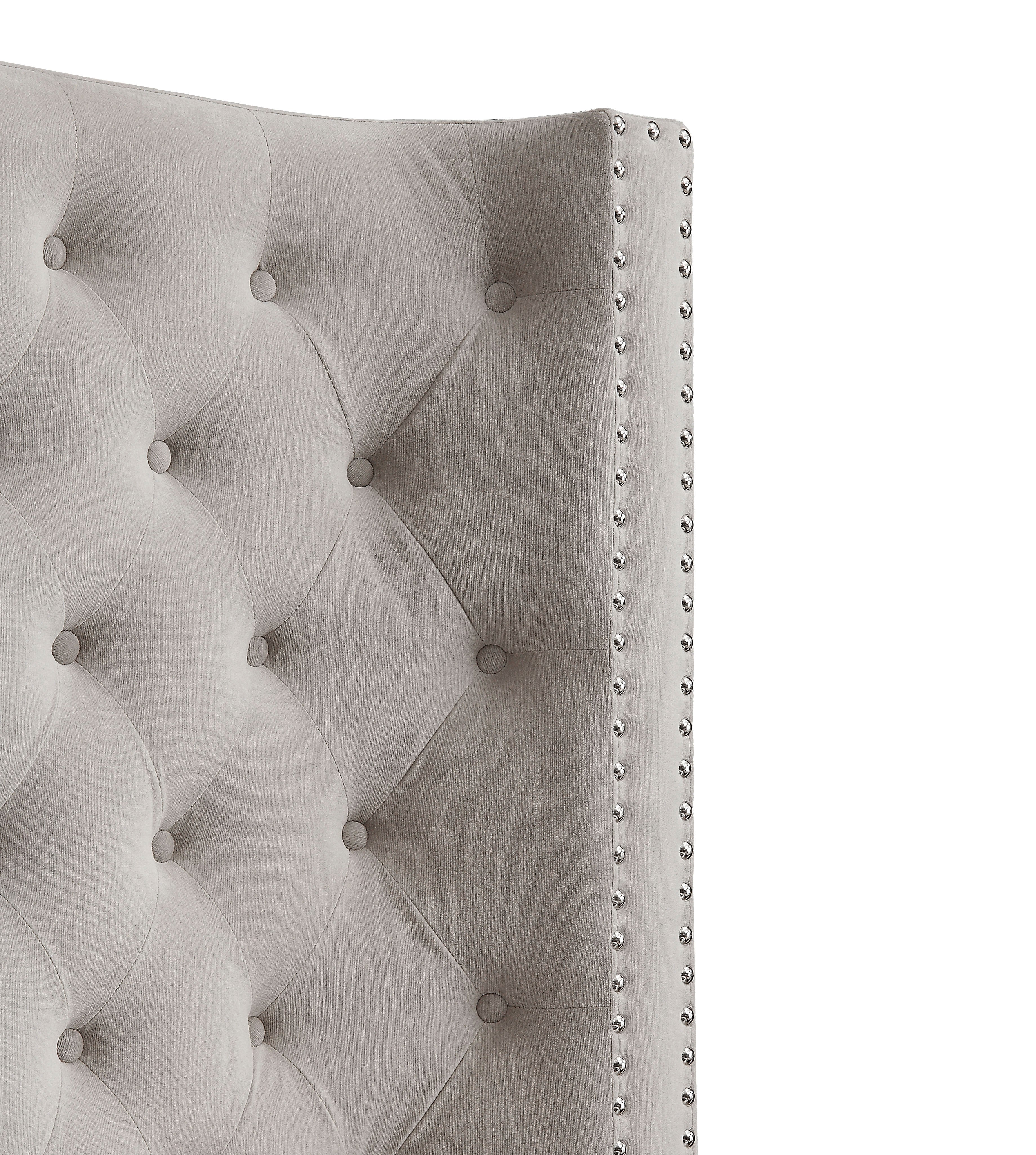 Kerch Transitional California King Wingback Bed in Ivory