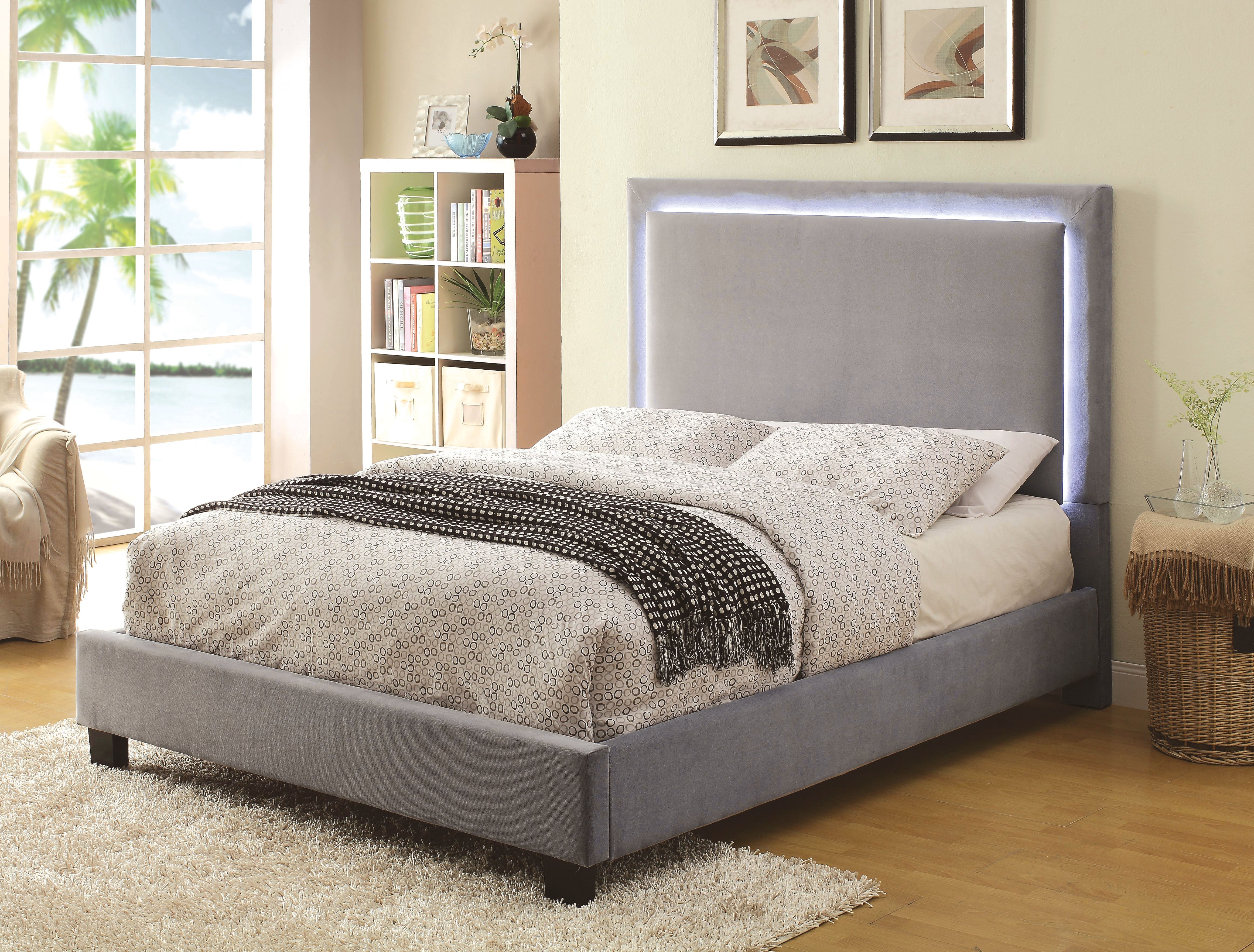 Drew Contemporary Flannelette Platform Bed in Full