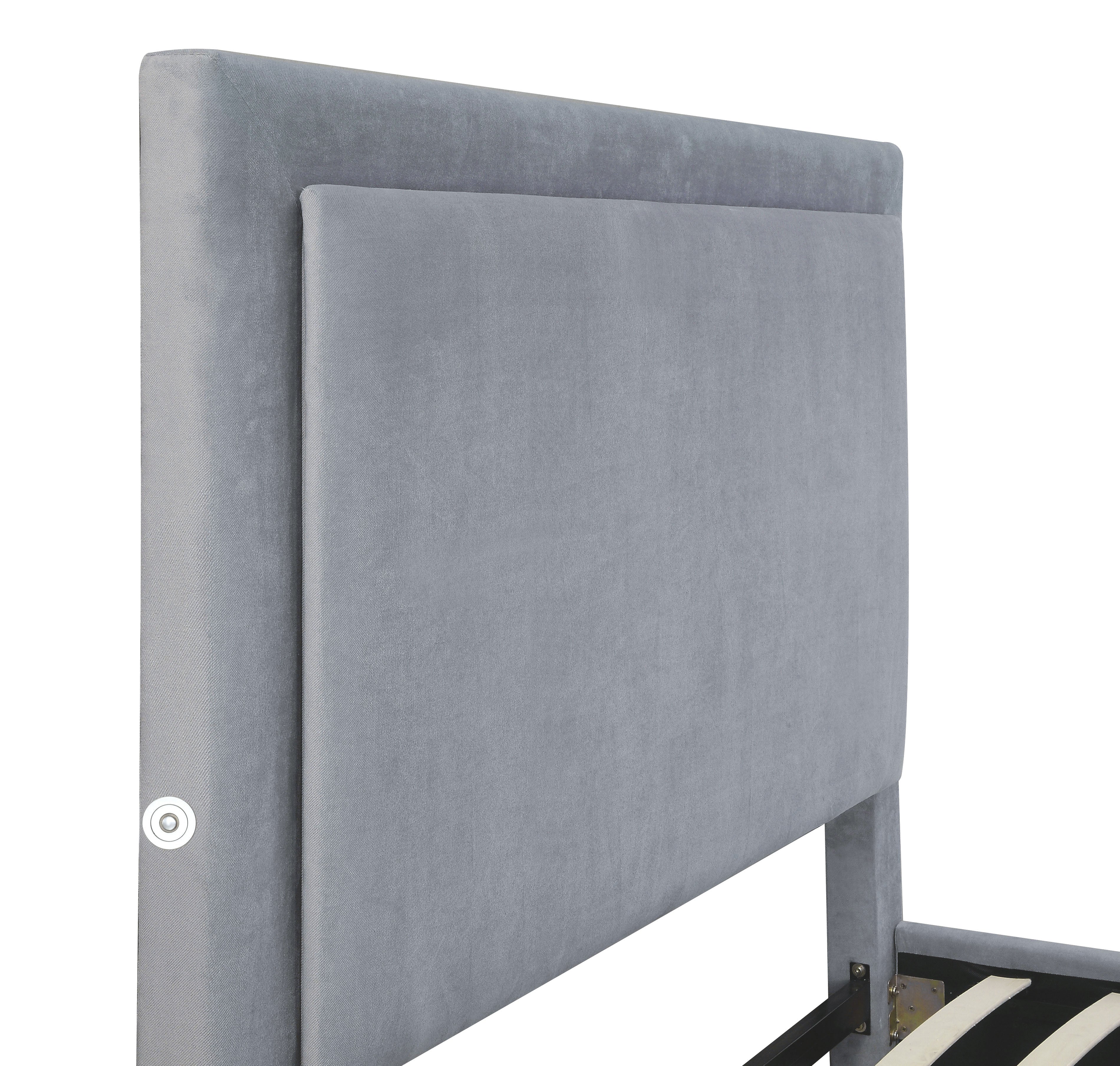 Drew Contemporary Flannelette Platform Bed in Queen