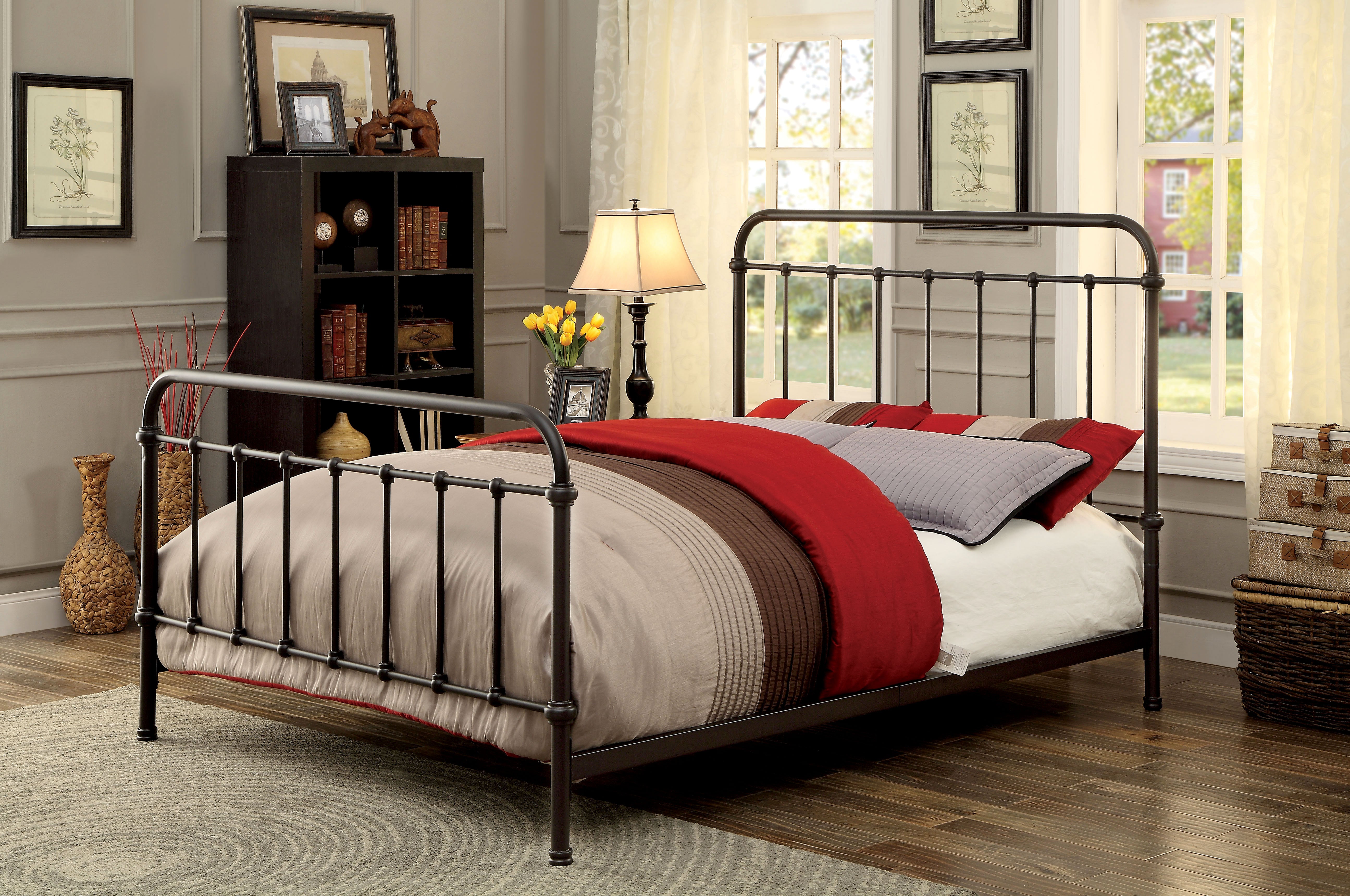 Verdi Contemporary Metal Twin Panel Bed in Dark Bronze