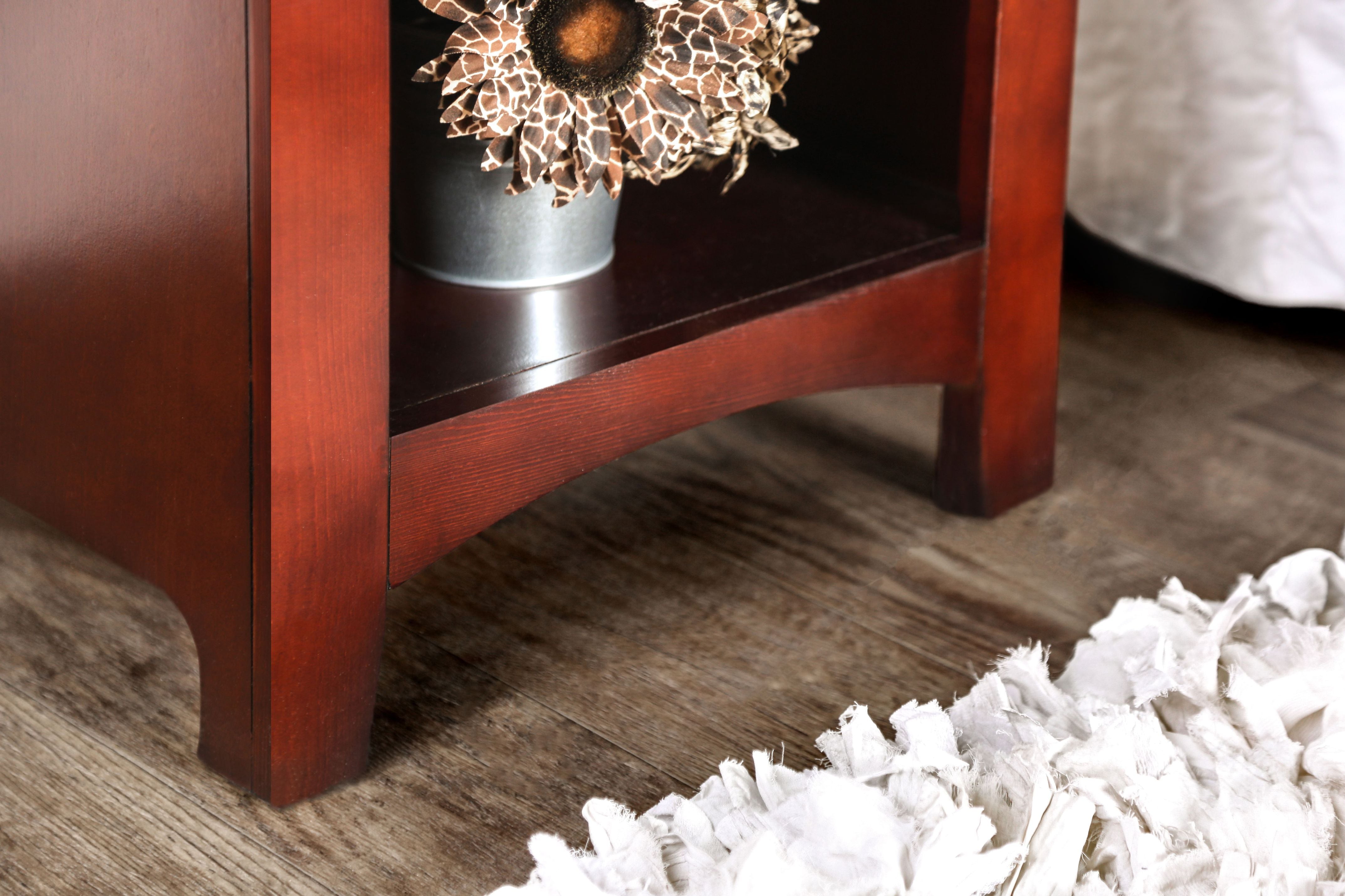 Tammy Transitional Open Storage Nightstand in Cherry