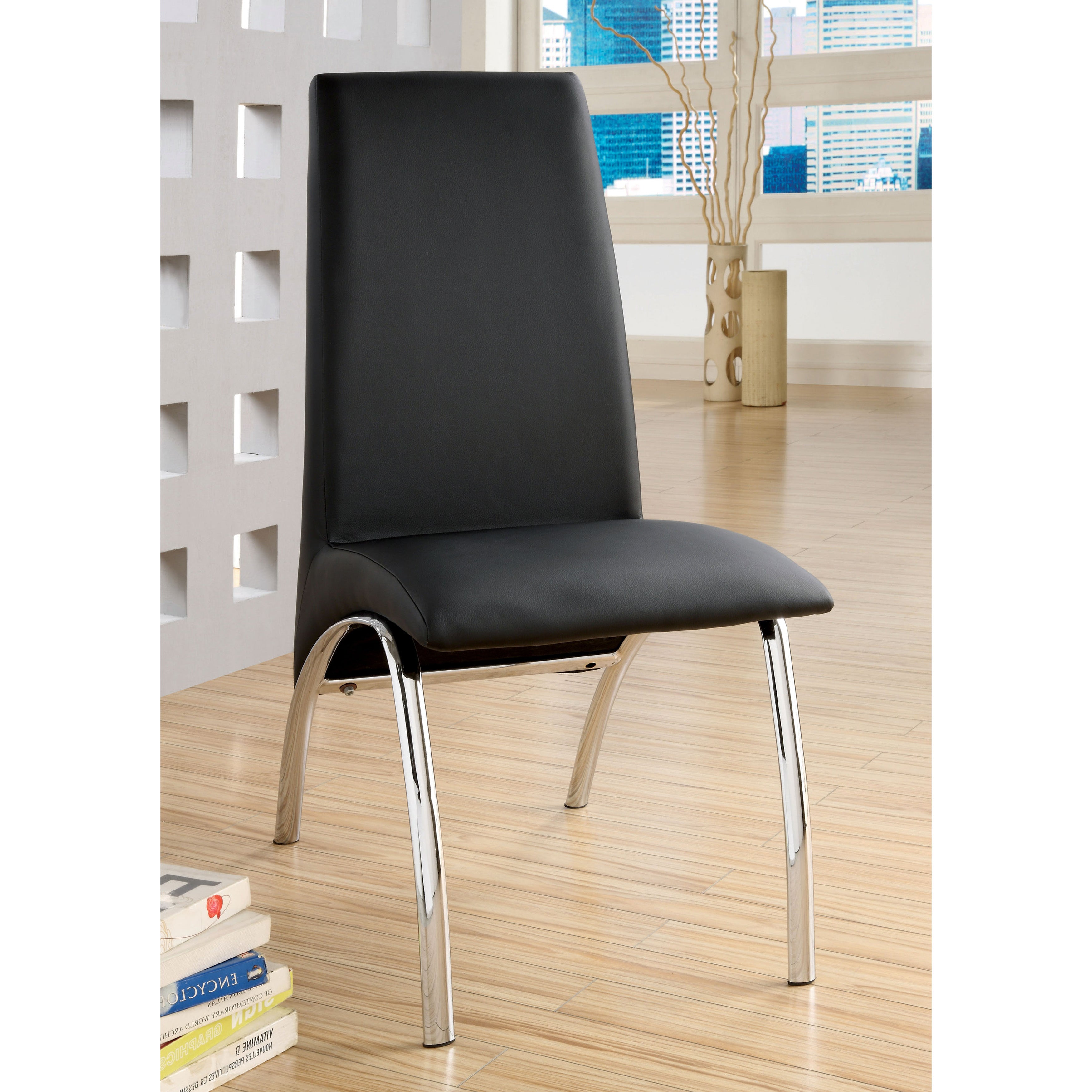 Bectel Contemporary Padded Side Chairs in Black (Set of 2)