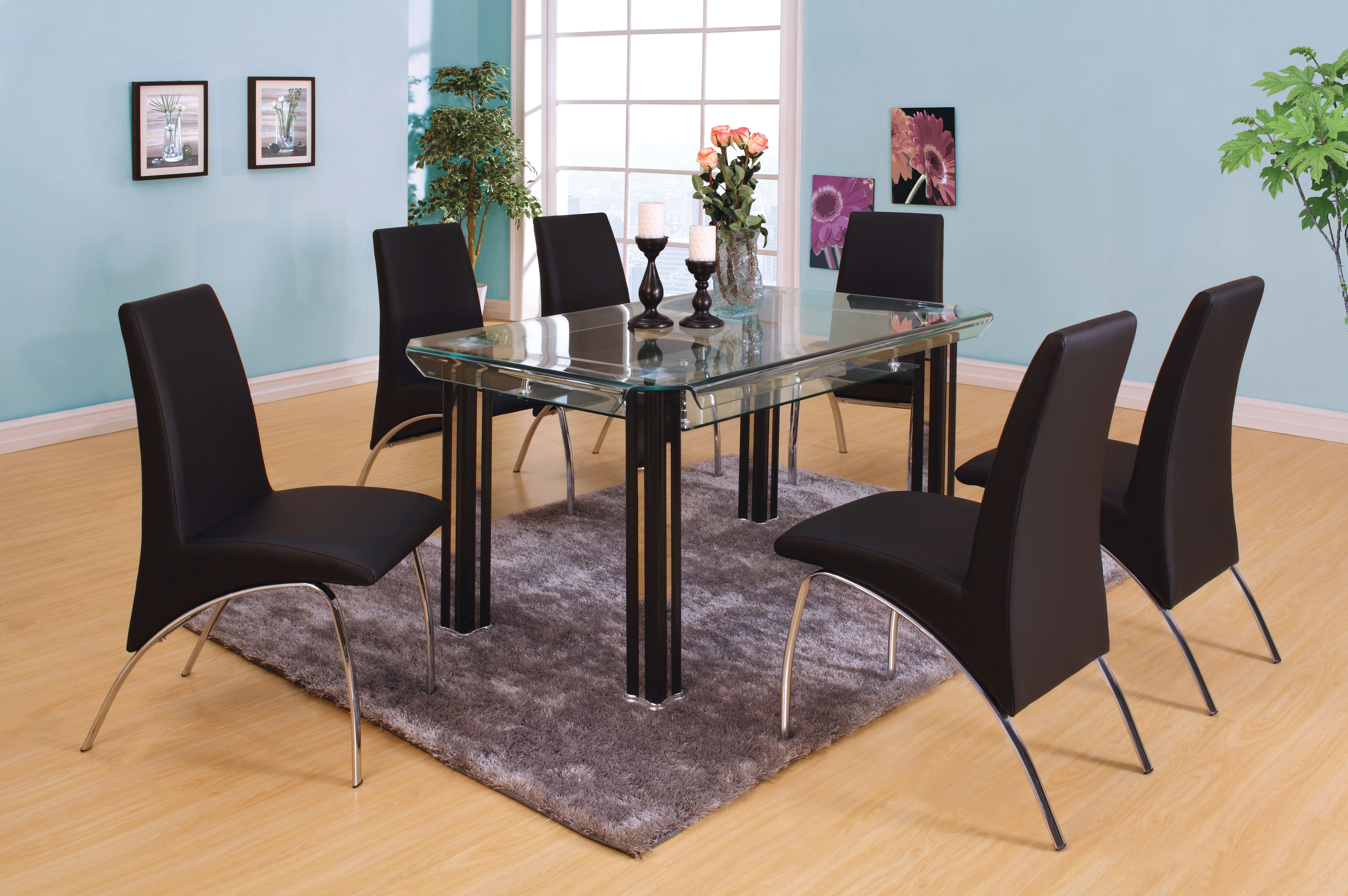 Bectel Contemporary Padded Side Chairs in Black (Set of 2)