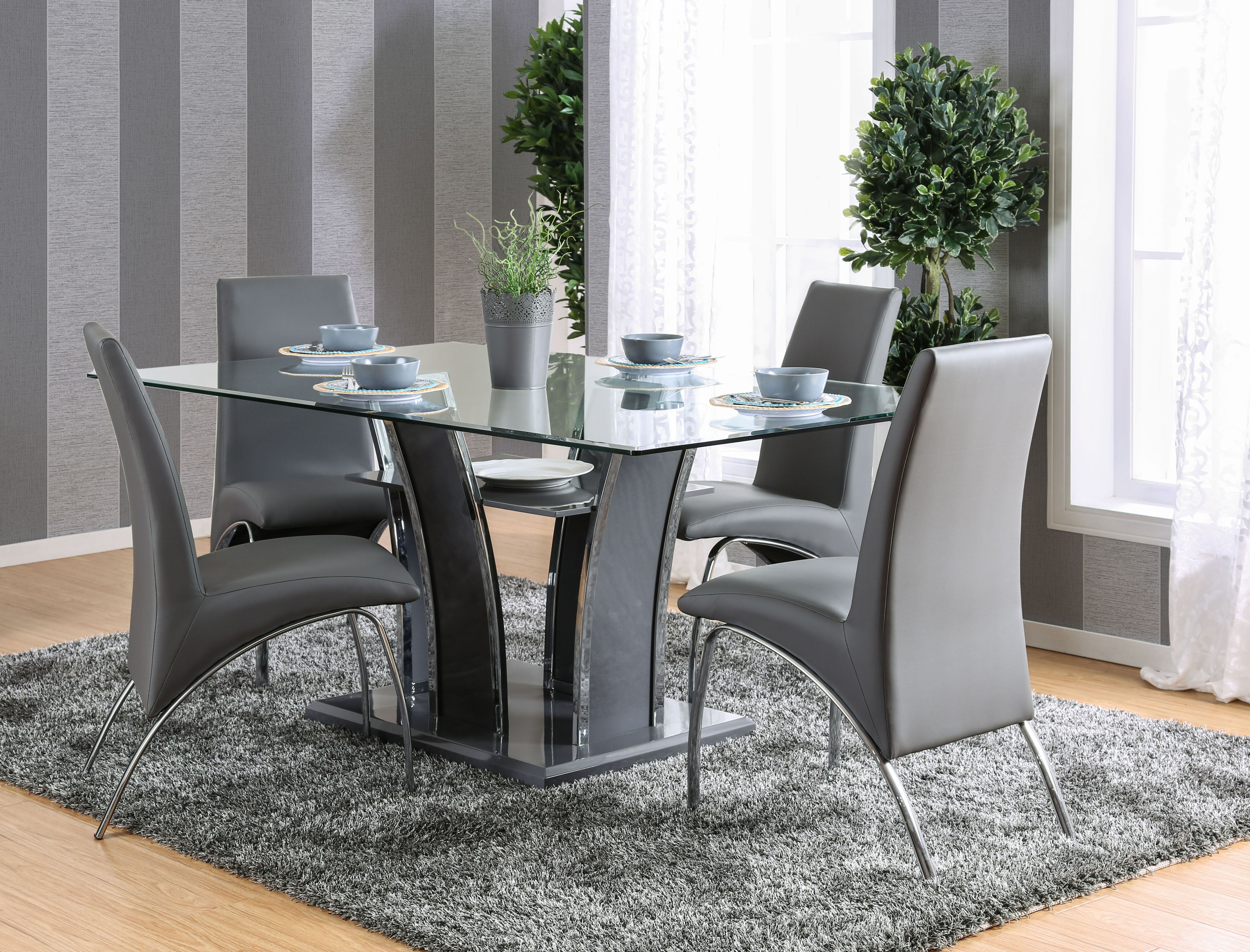 Bectel Contemporary Padded Side Chairs in Gray (Set of 2)