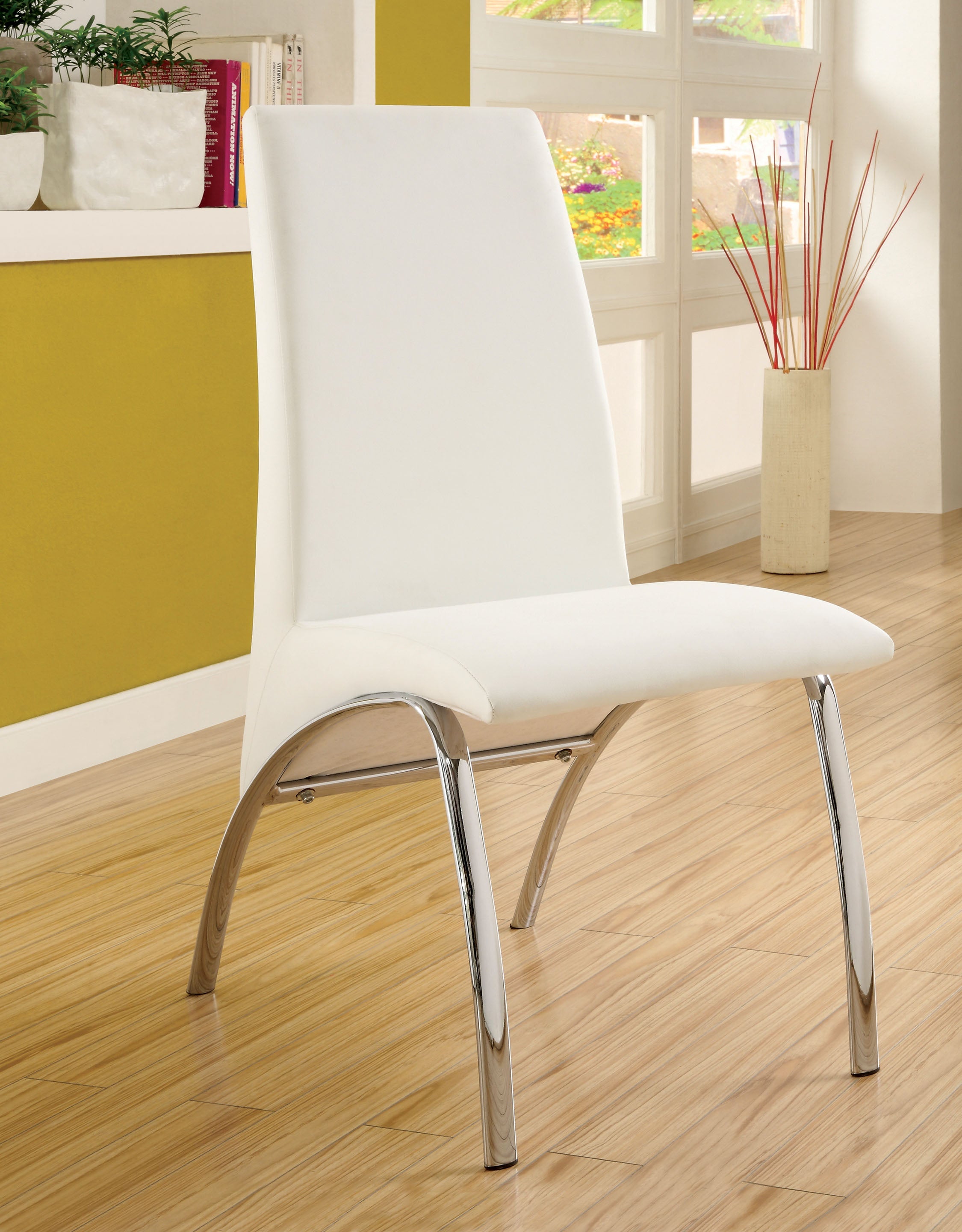 Bectel Contemporary Padded Side Chairs in White (Set of 2)