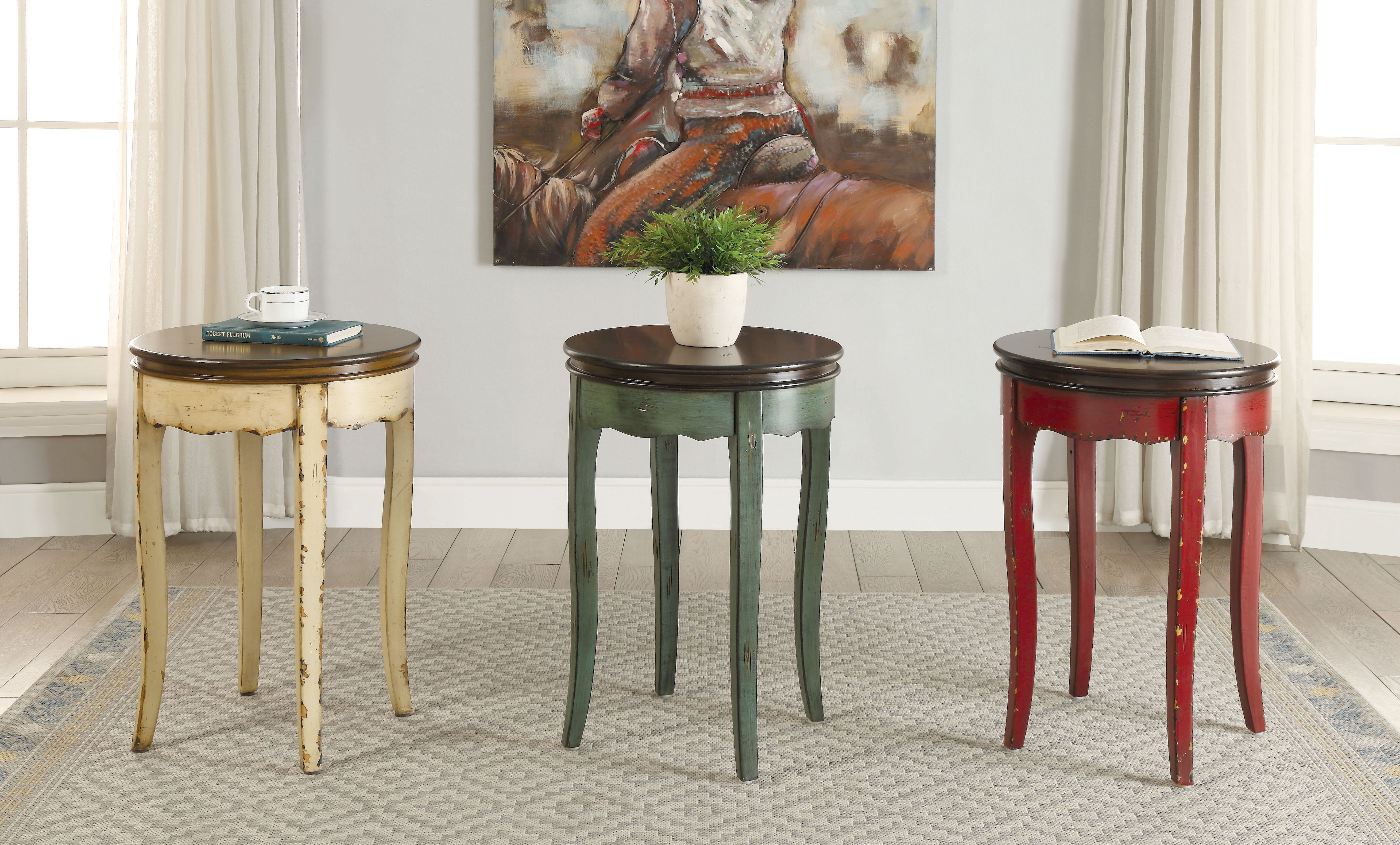 Howie Vintage Round End Table in Red