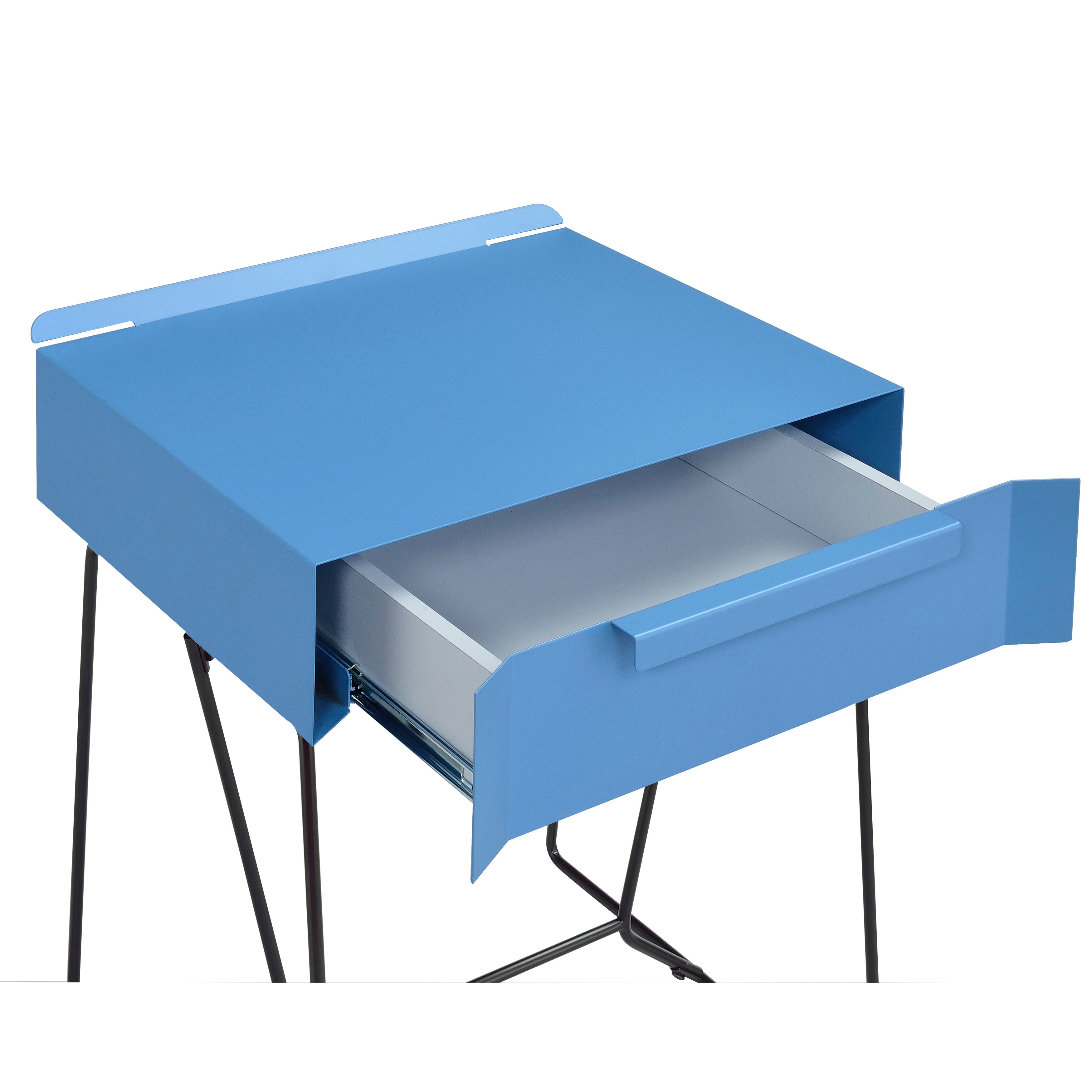 Erika Mid-Century Modern 1-Drawer End Table in Blue