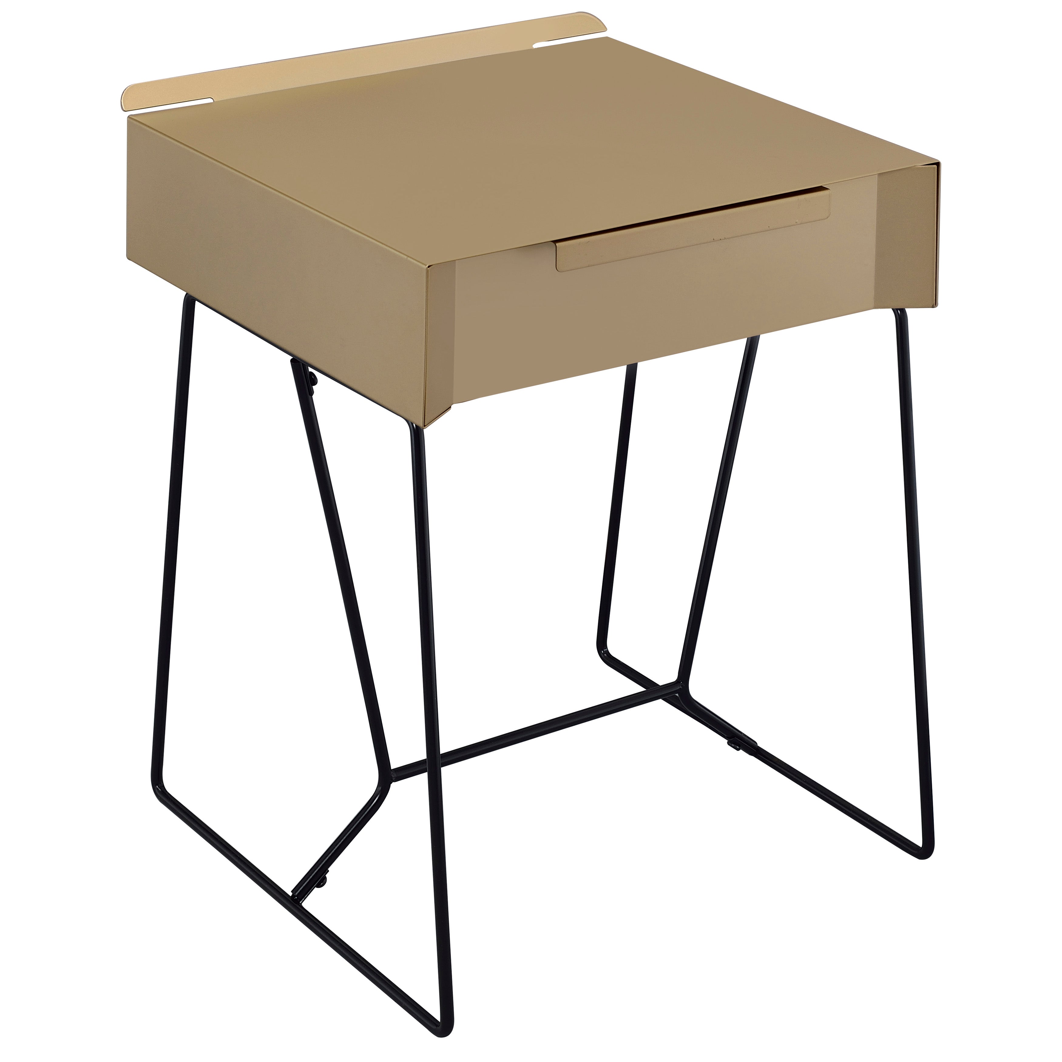 Erika Mid-Century Modern 1-Drawer End Table in Champagne