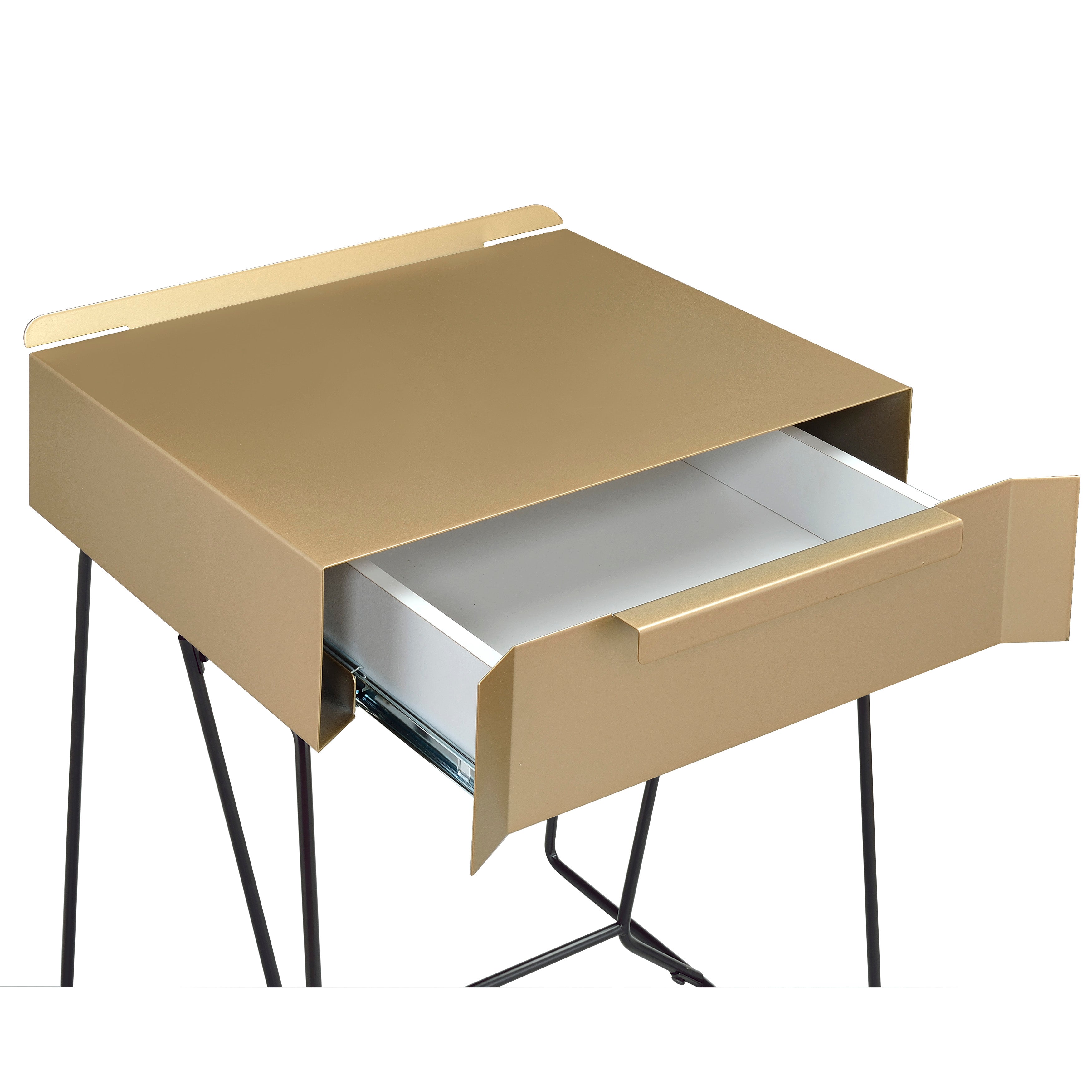 Erika Mid-Century Modern 1-Drawer End Table in Champagne