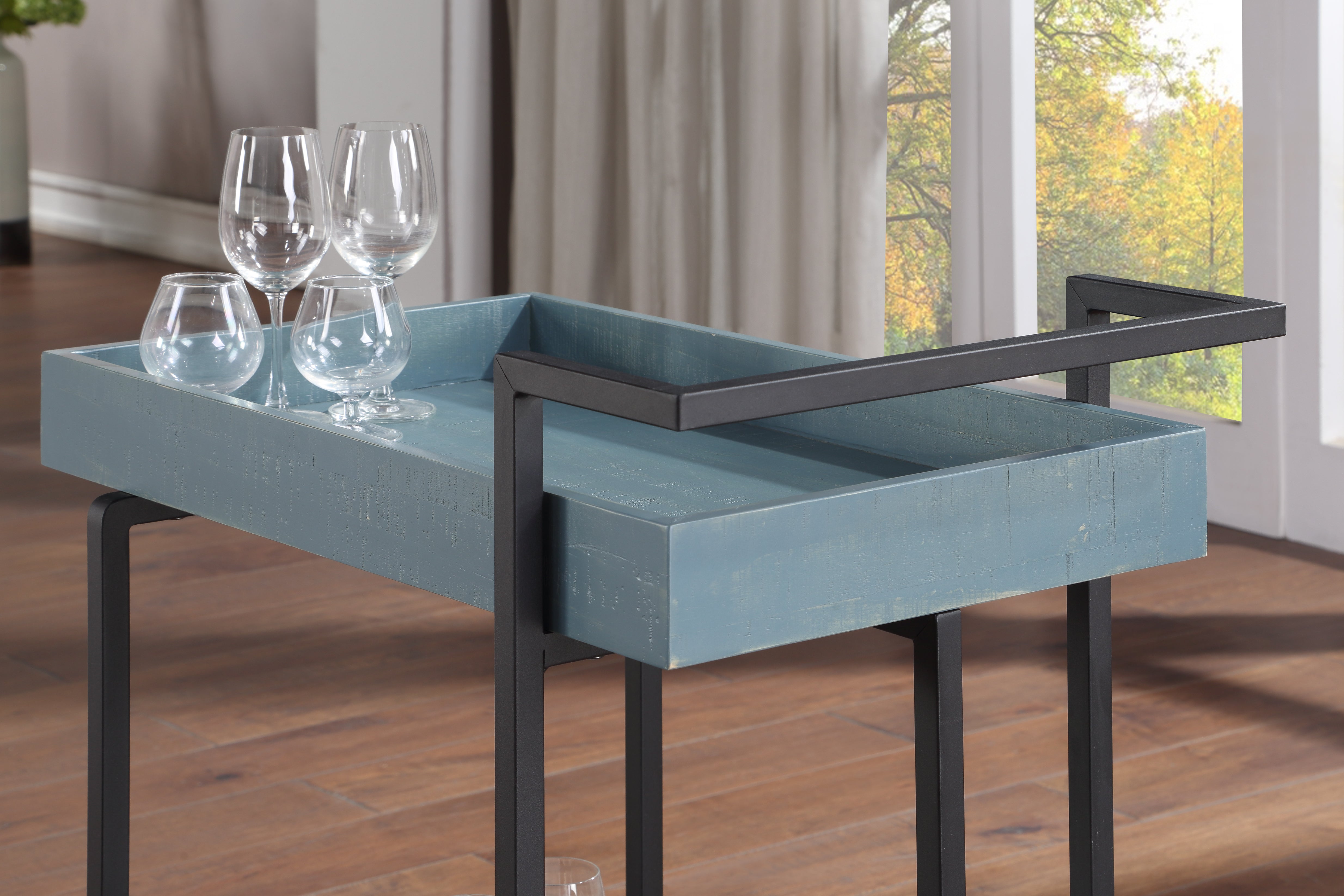 Lackomb 2-Shelf Serving Cart in Antique Blue