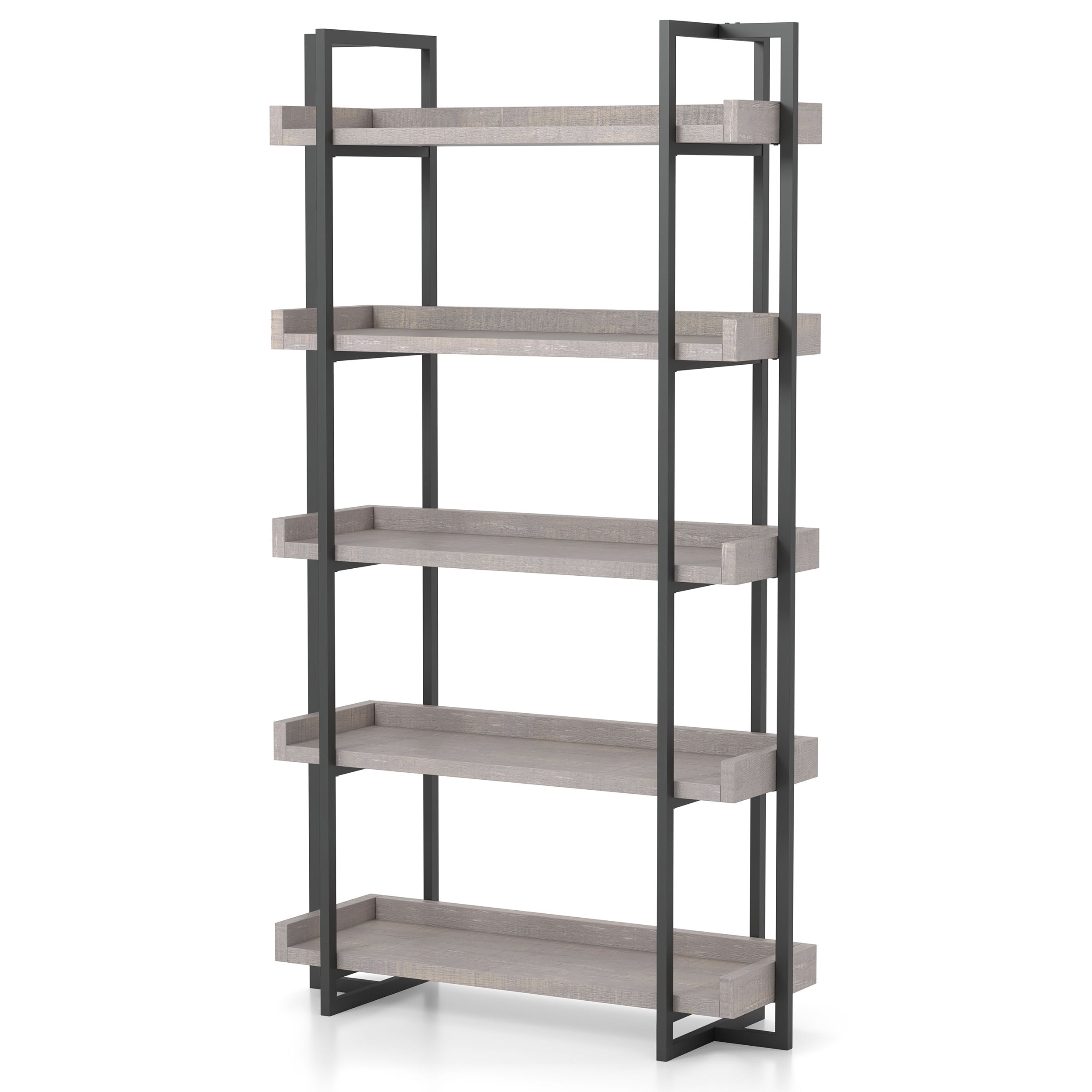 Lackomb 5-Shelf Bookshelf in Antique Gray