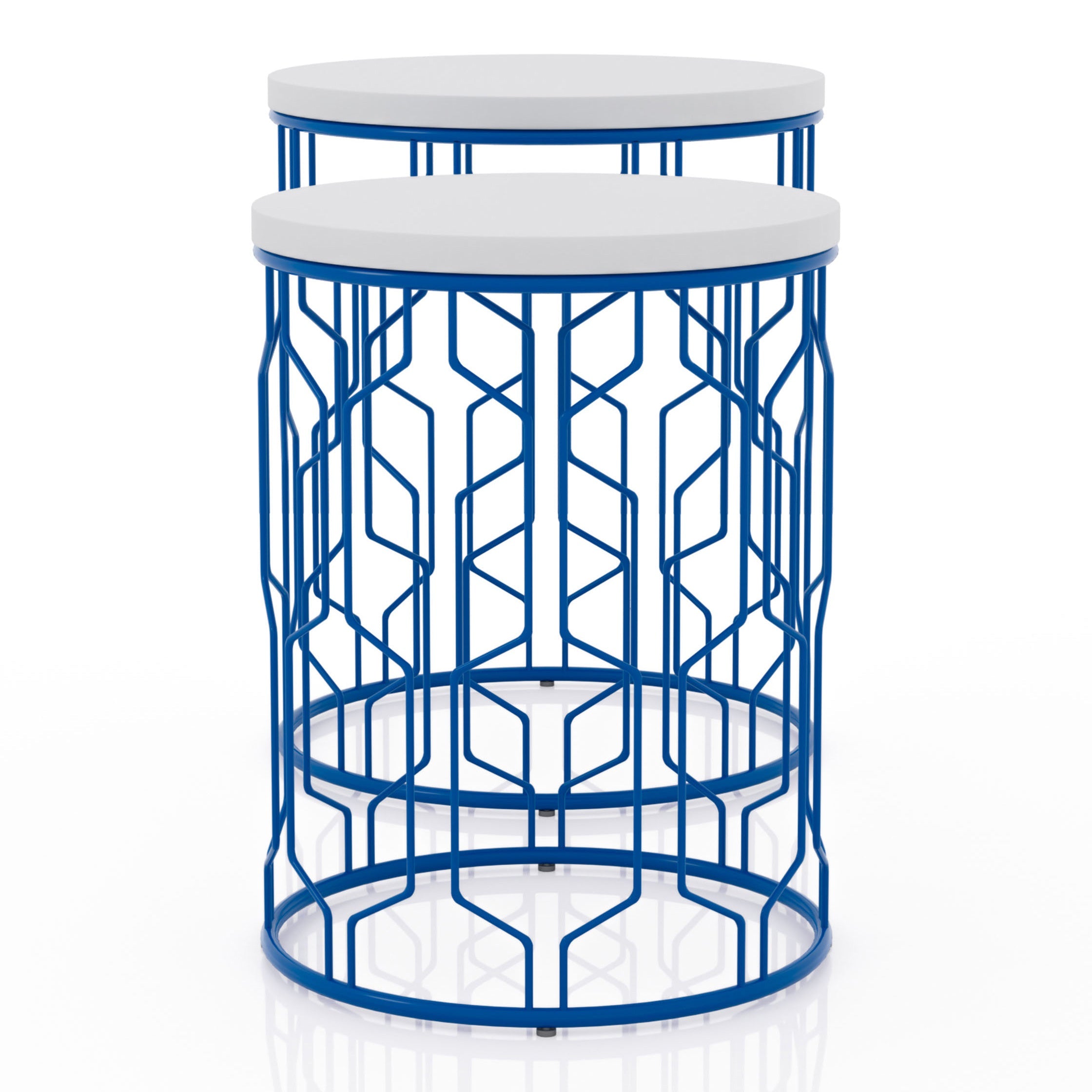 Vereira 2-Piece Nesting Tables in Blue Coating