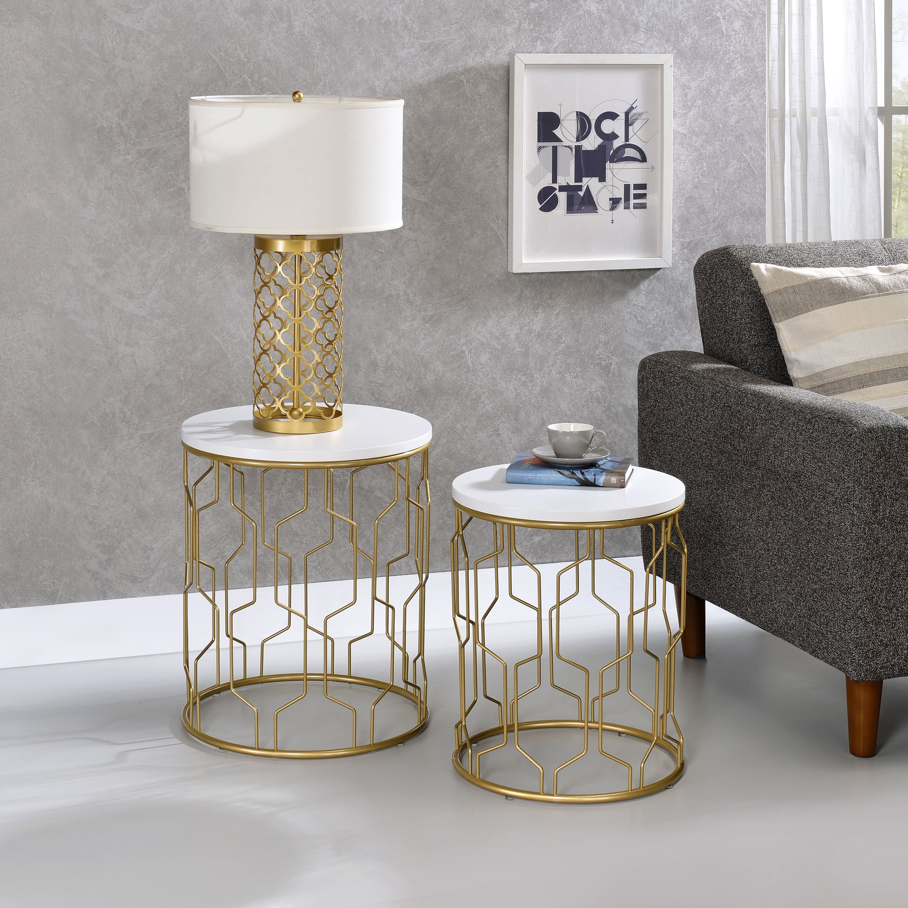 Vereira 2-Piece Nesting Tables in Gold Coating