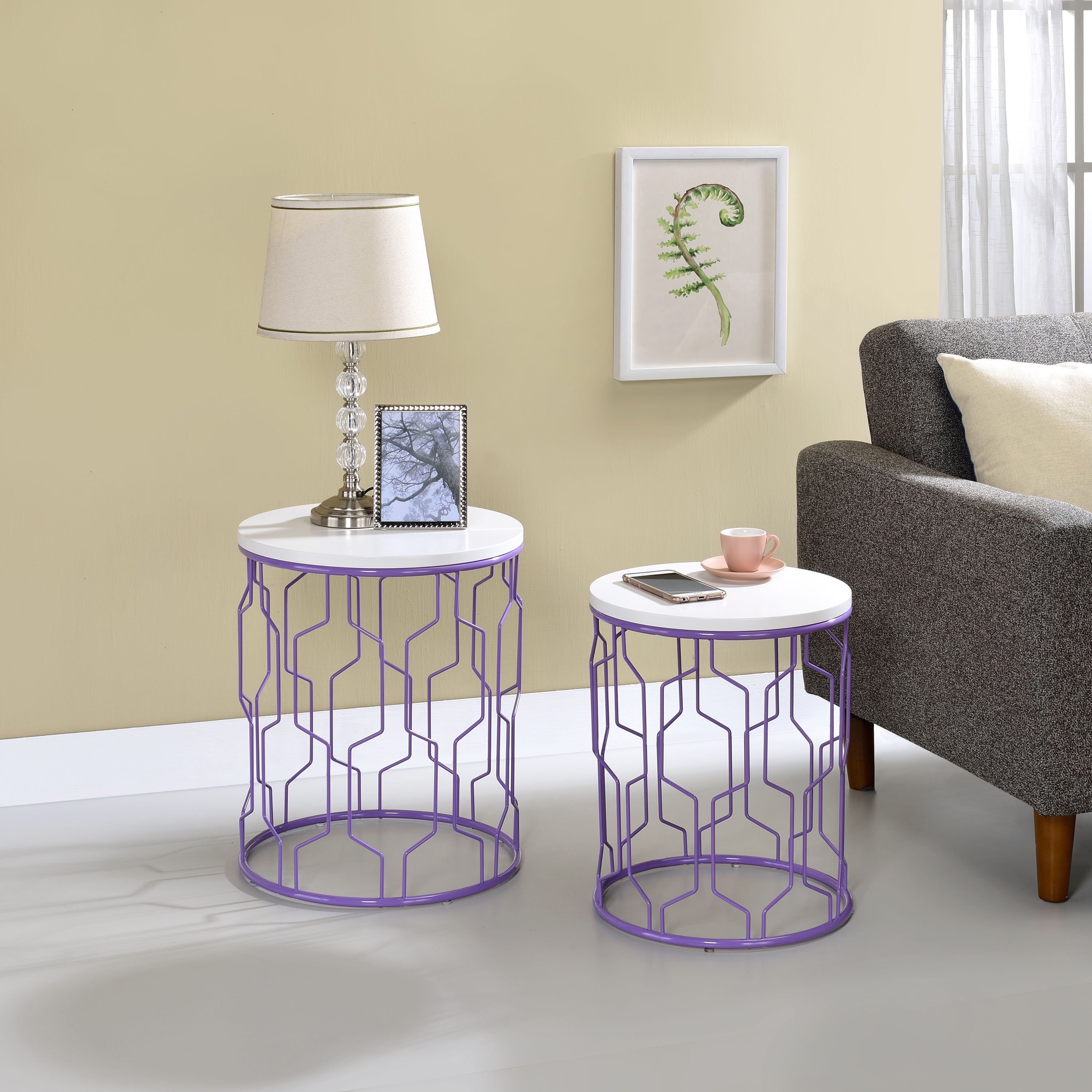 Vereira 2-Piece Nesting Tables in Purple Coating