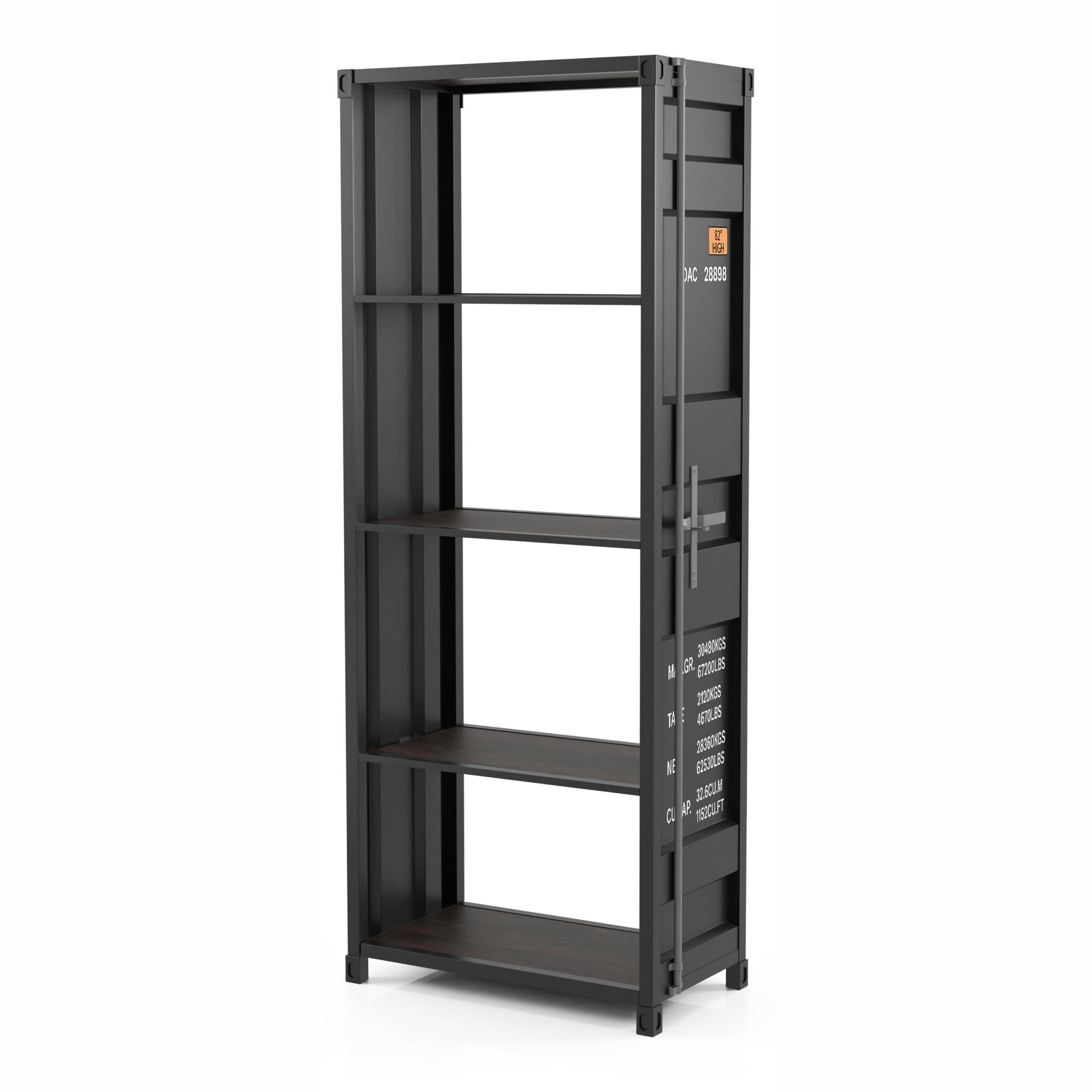 Mandom 4-Shelf Bookcase in Gun Metal Powder Coating