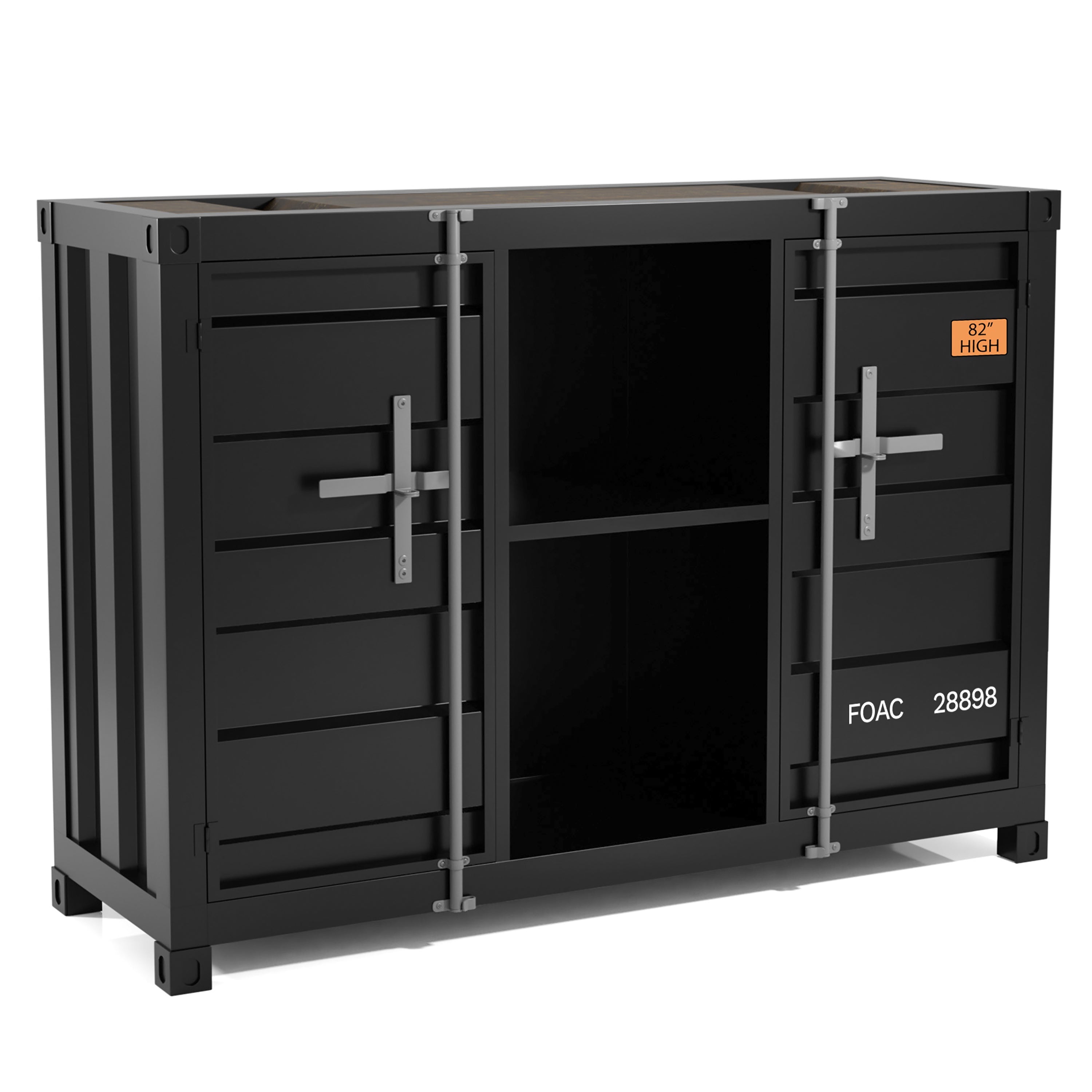 Lionna Sliding Door Console Table in Gun Metal