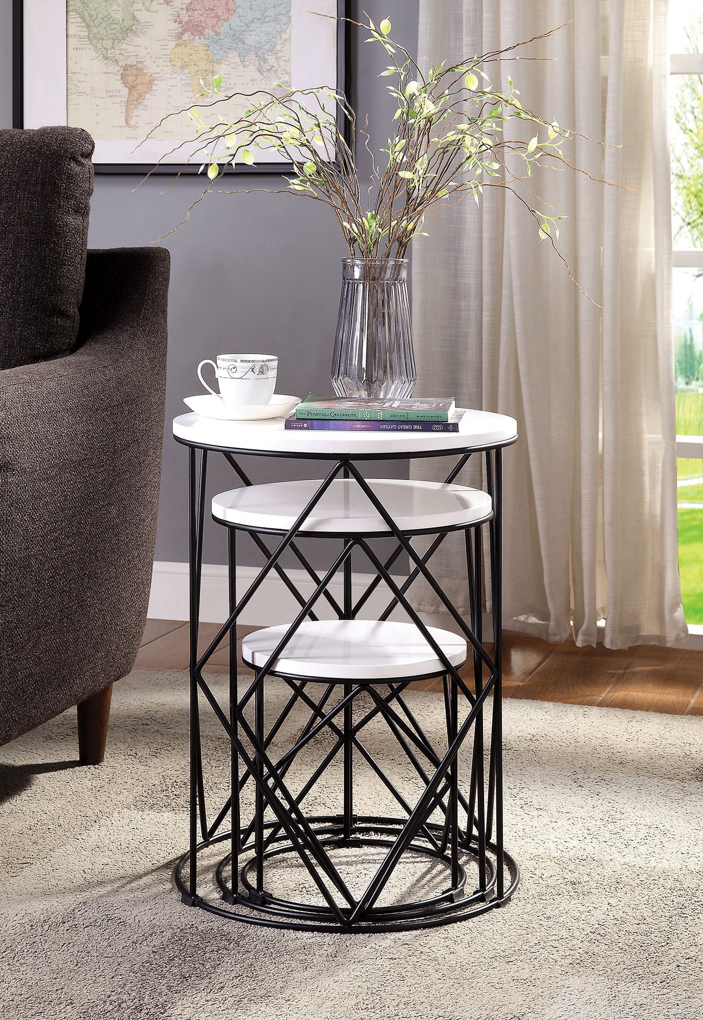 Nikova 3-Piece Nesting Tables in White
