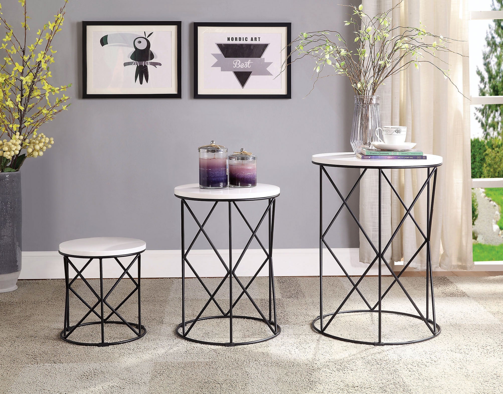 Nikova 3-Piece Nesting Tables in White