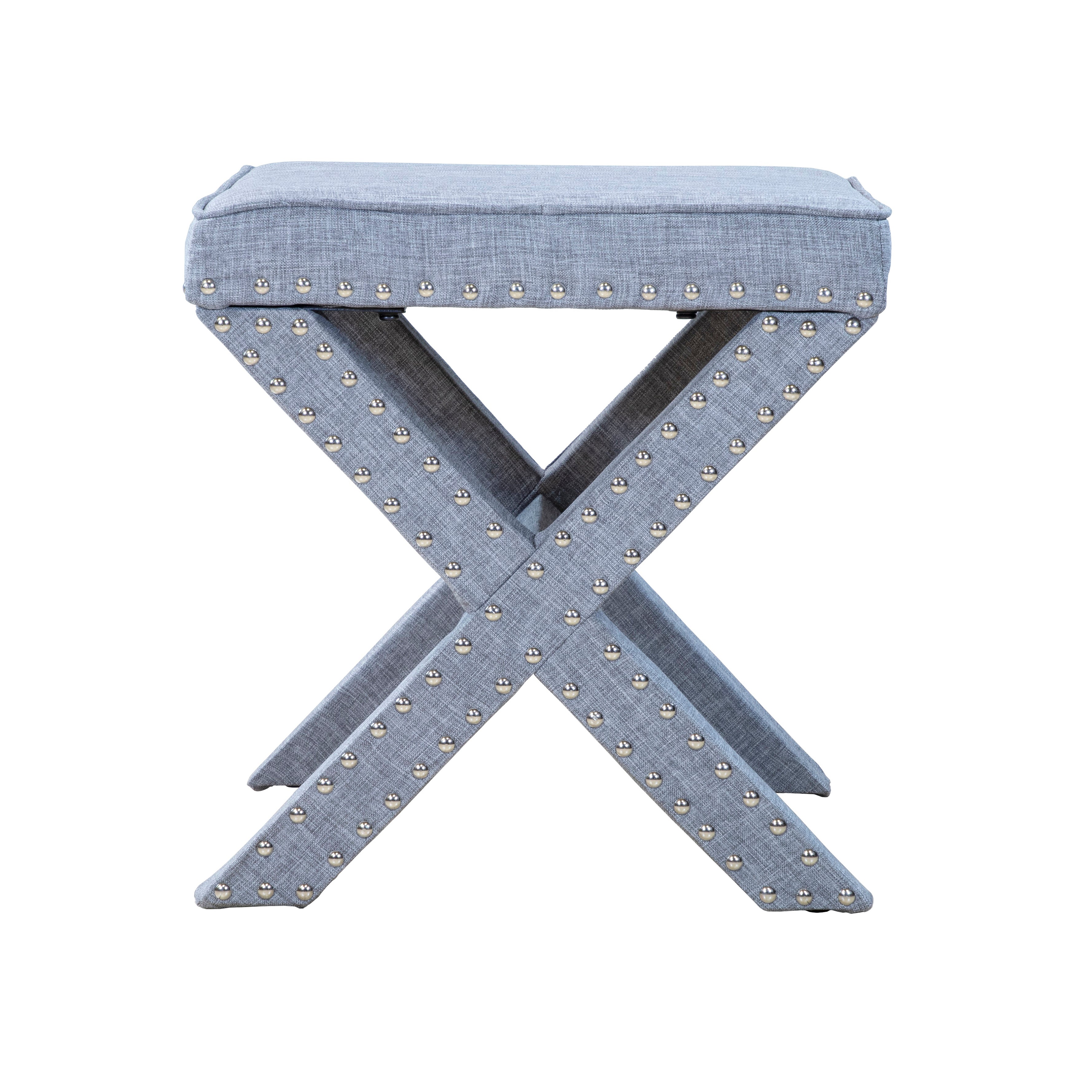 Penny Contemporary Upholstered Ottoman in Light Gray